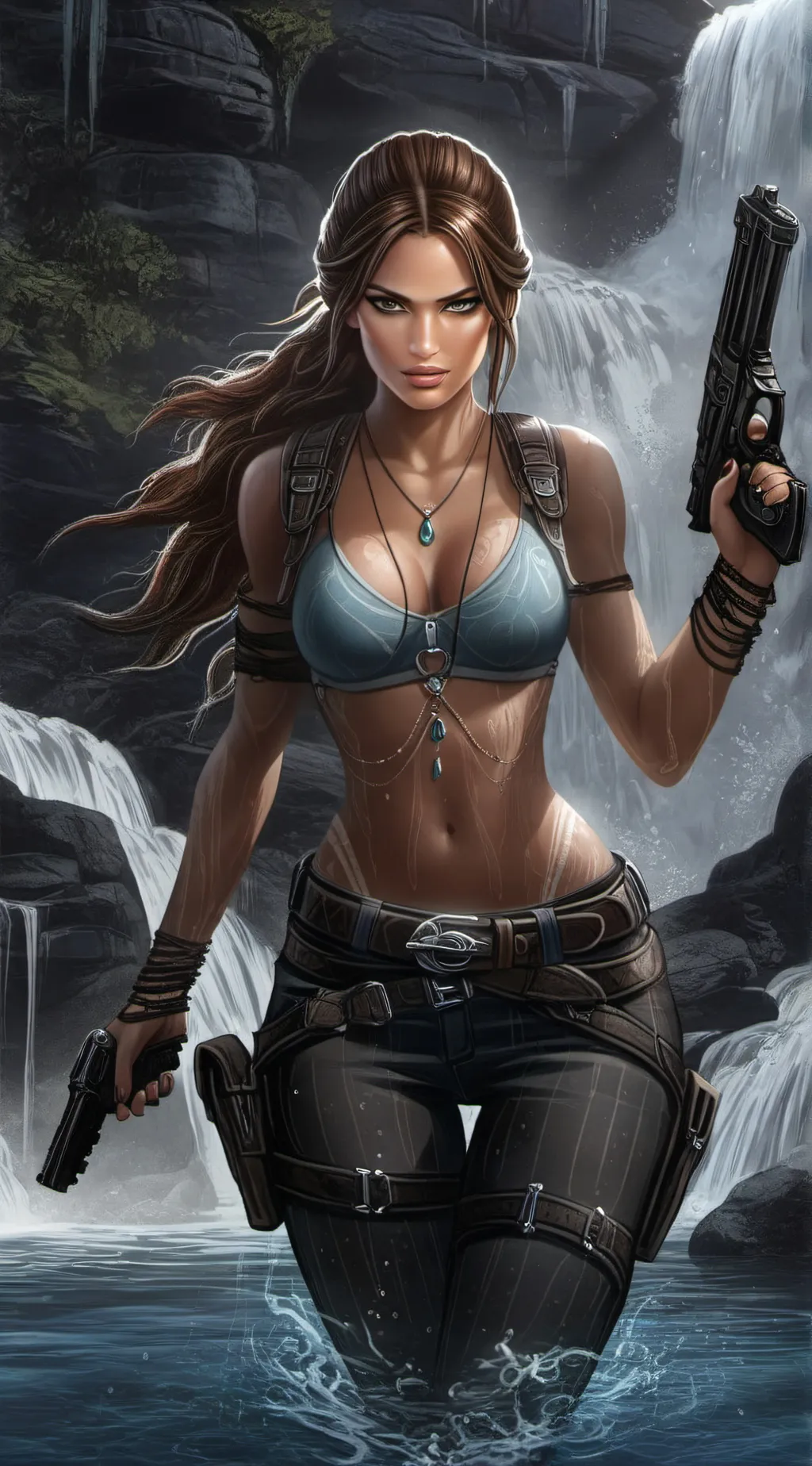 ai character: Lara Croft  background
