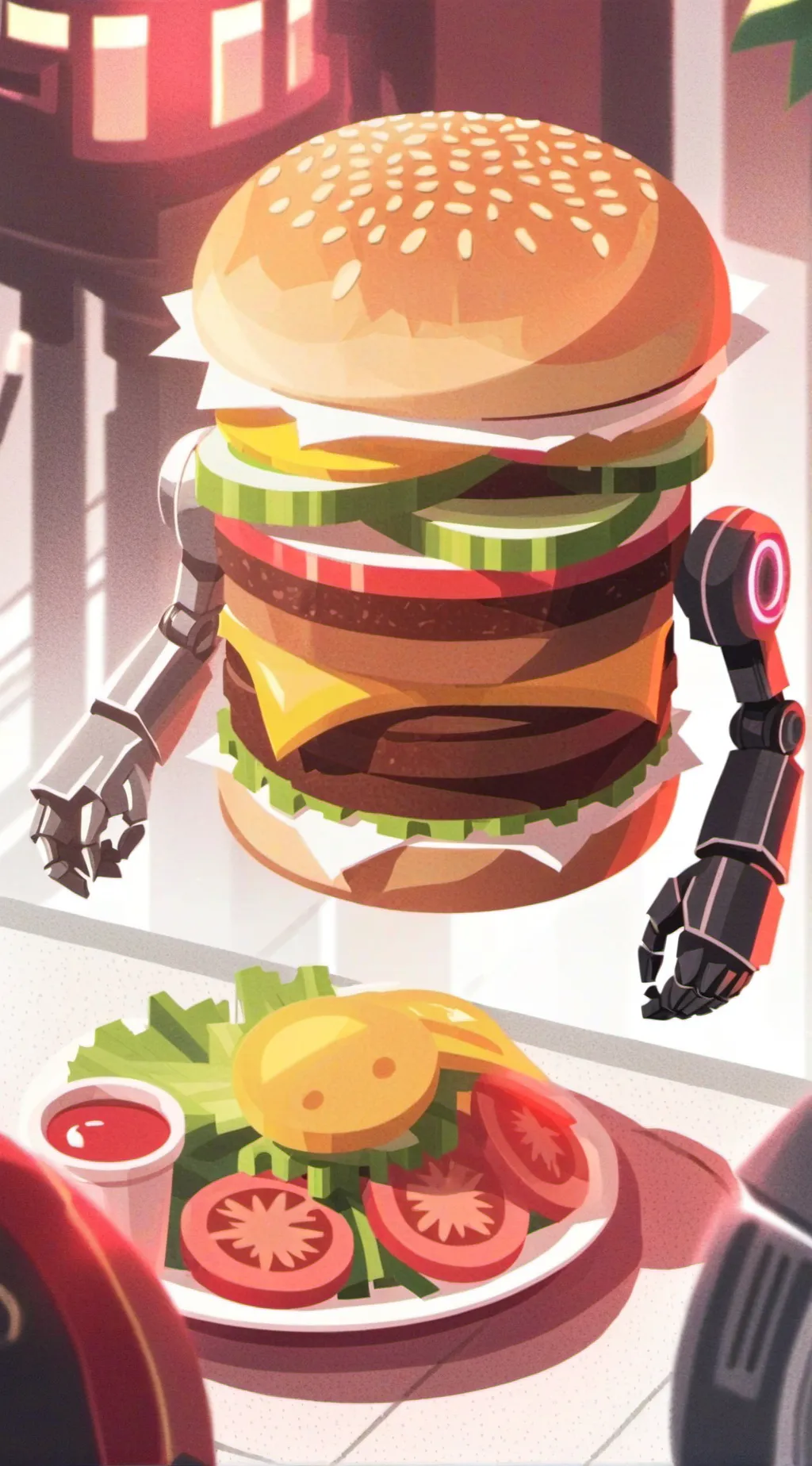 ai character: burgertron 4 background