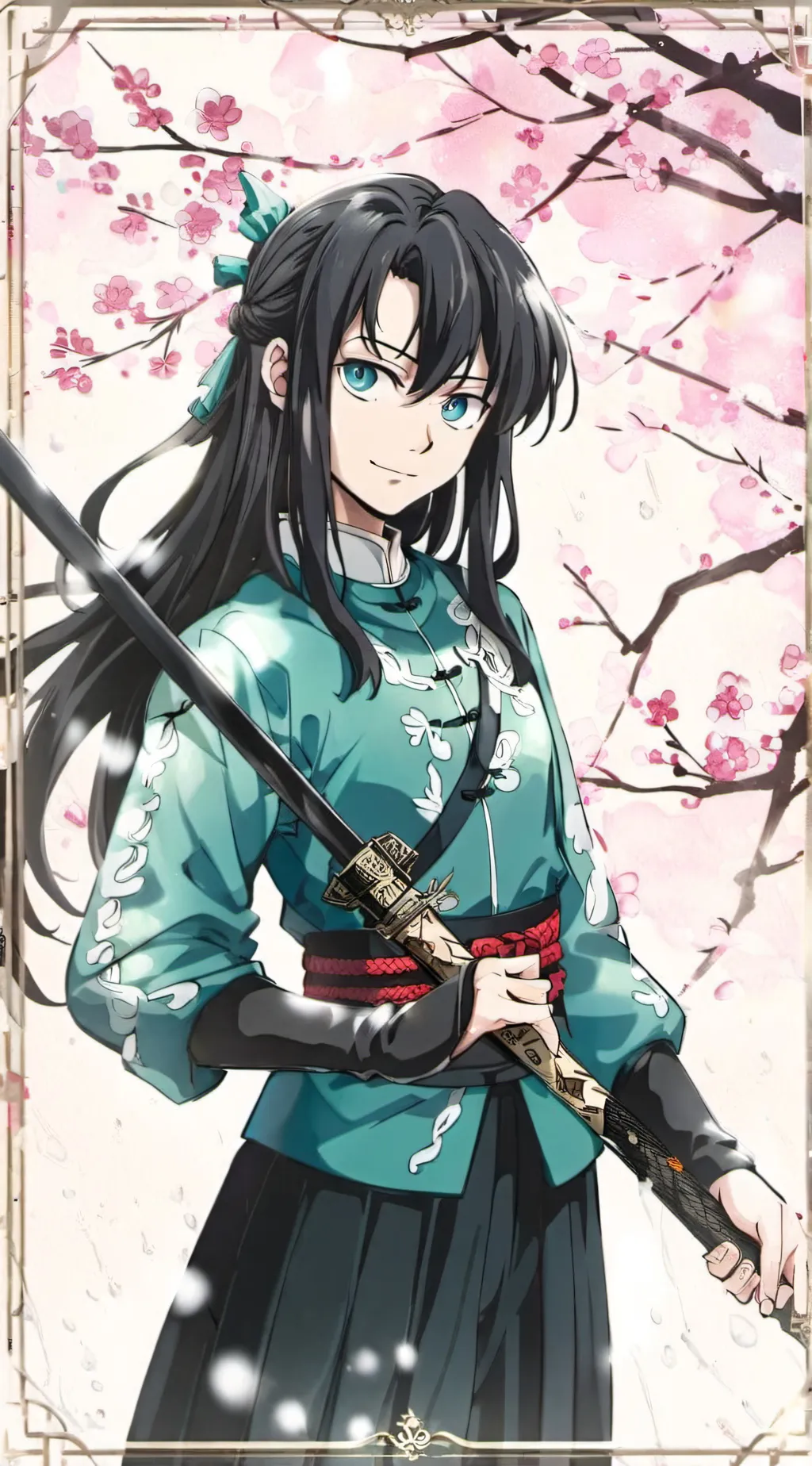 ai character: pool with muichiro background