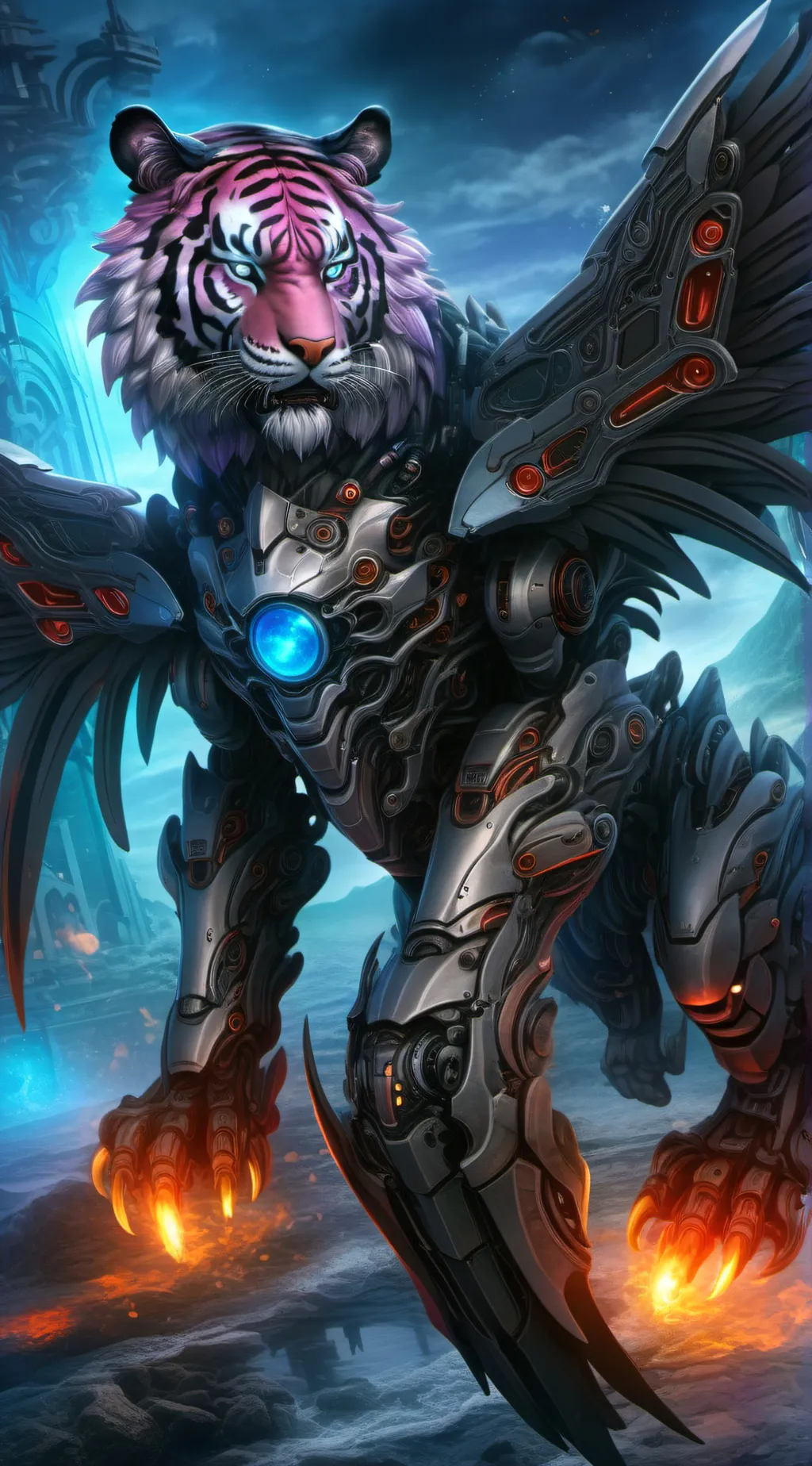 ai character: cyber beast  background