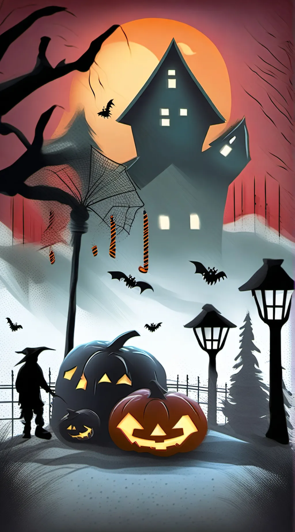 ai character: hb Halloween background