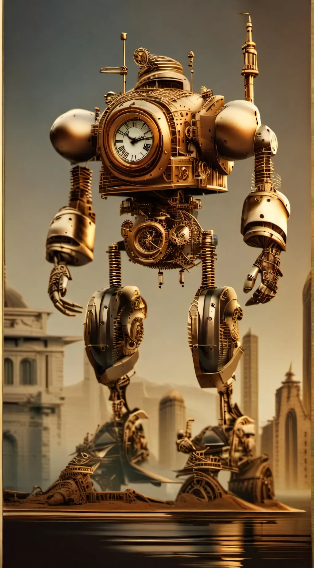 ai character: Titan clock man background