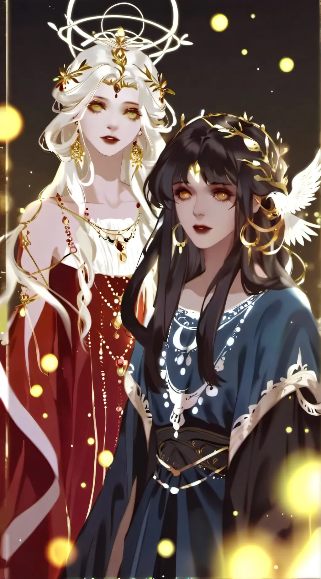 ai character: moon n sun goddess background