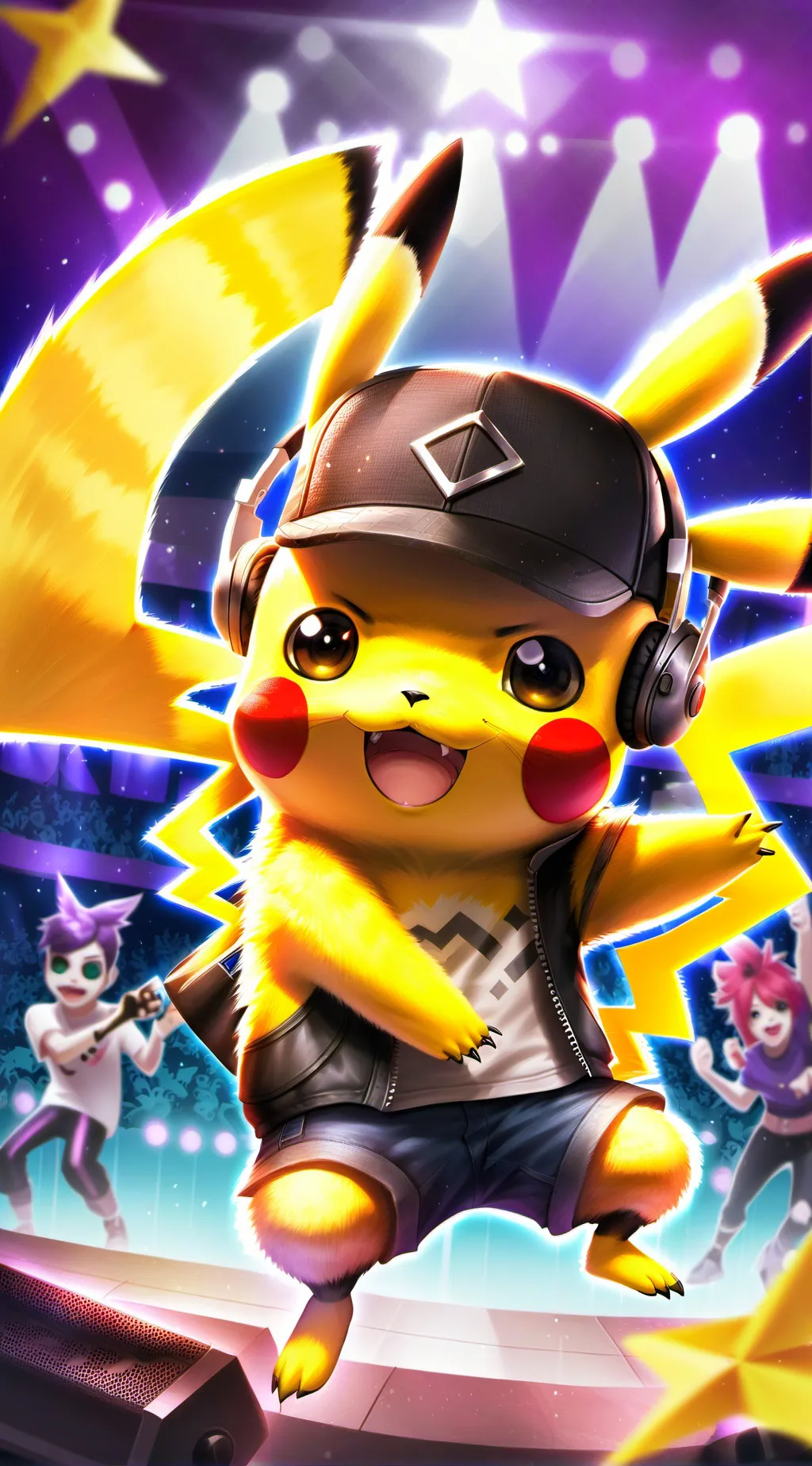 ai character: concert pikachu background