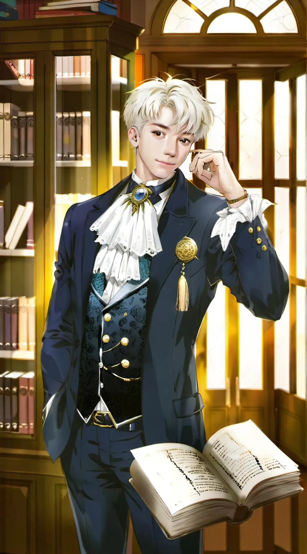 ai character: Korean boy  background