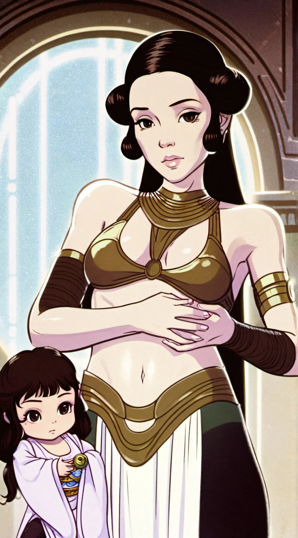 ai character: slave Leia  background