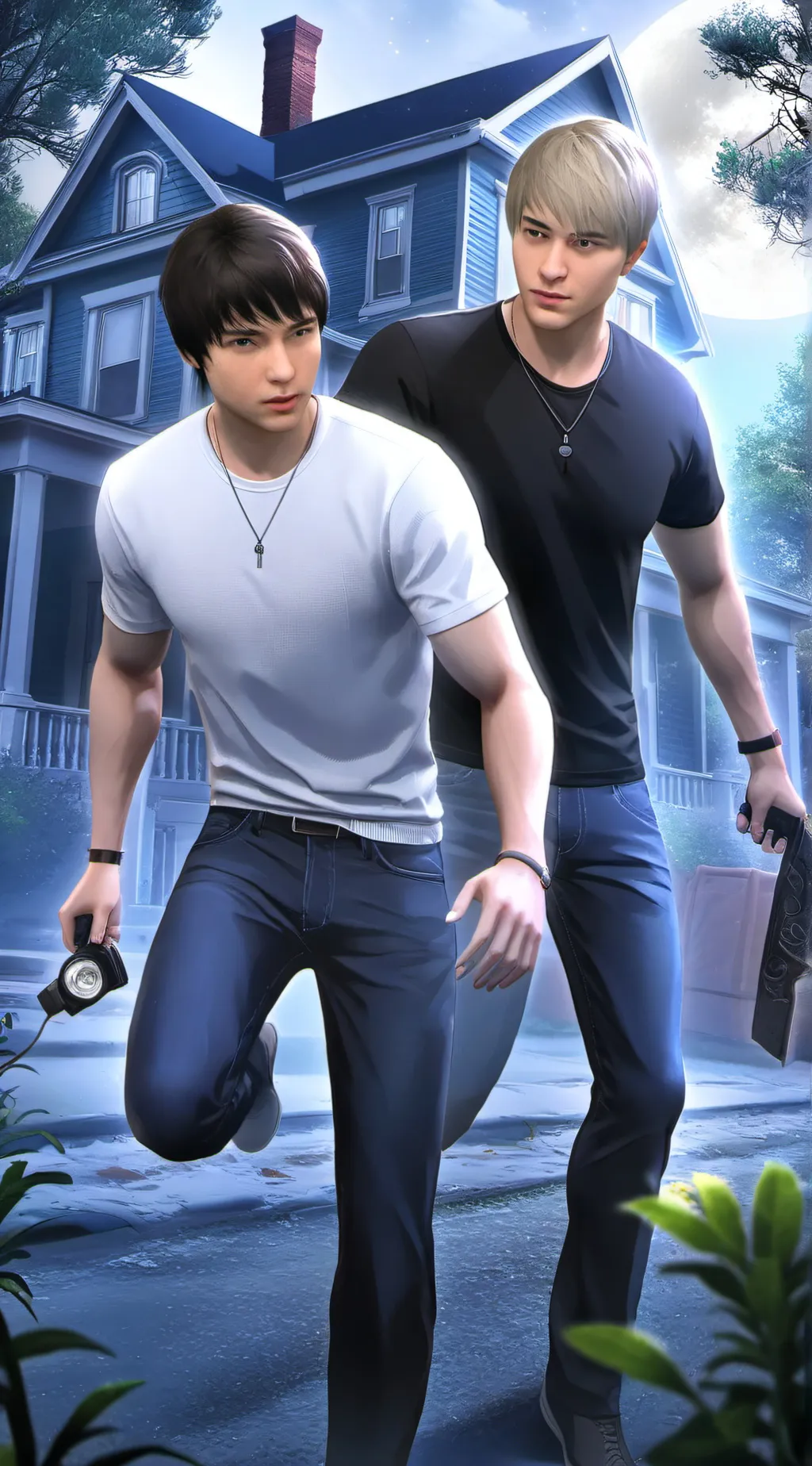ai character: Sam and Colby  background
