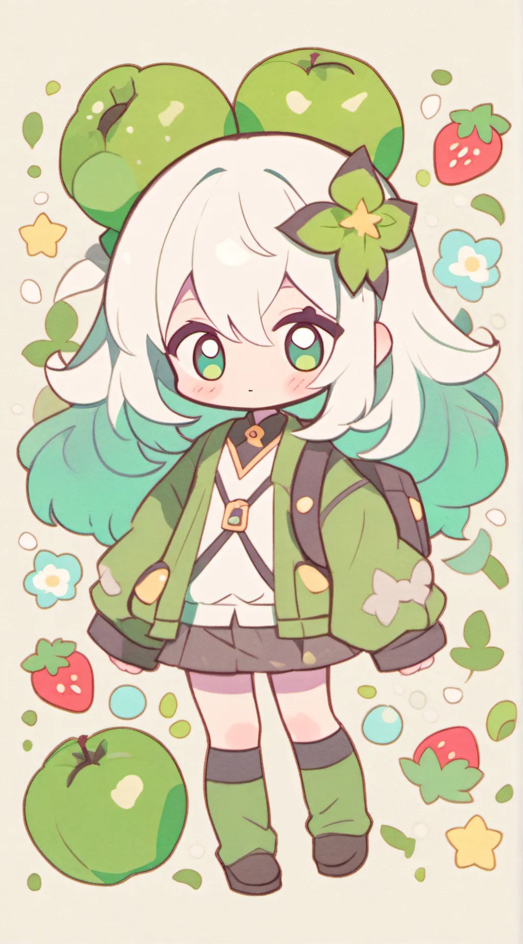 ai character: apple 🤮 background