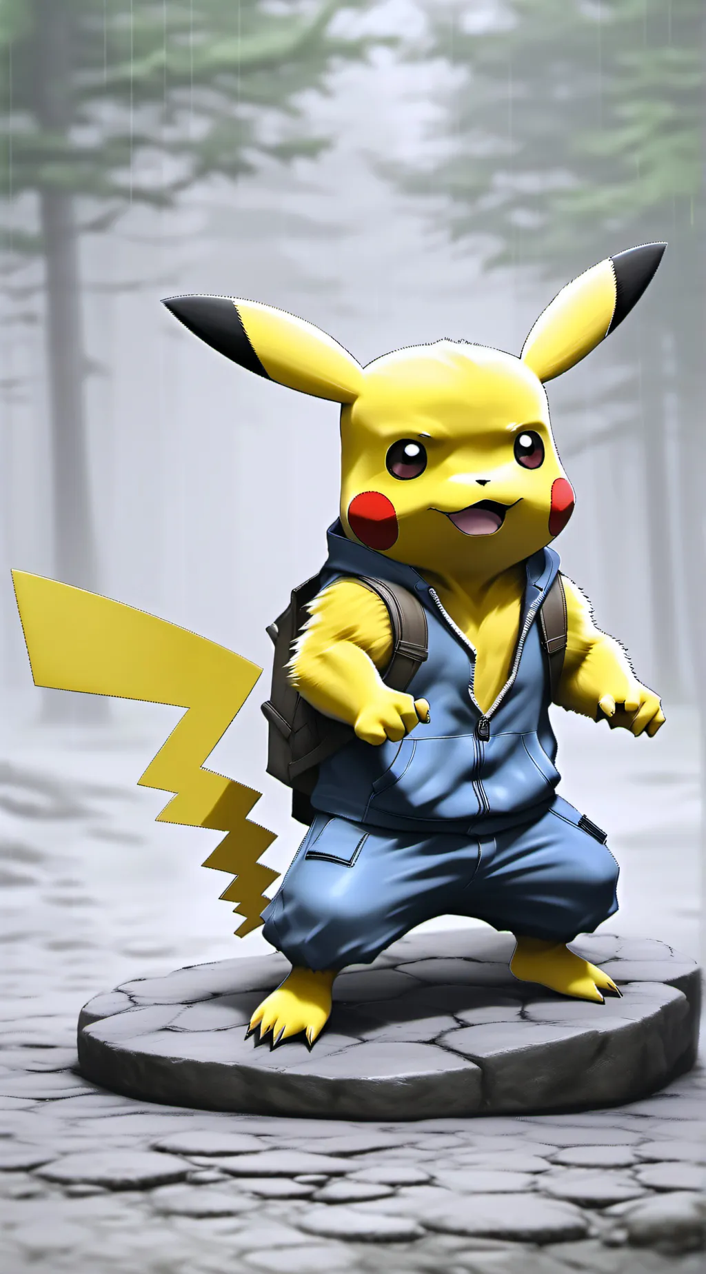 ai character: Buff Pikachu  background