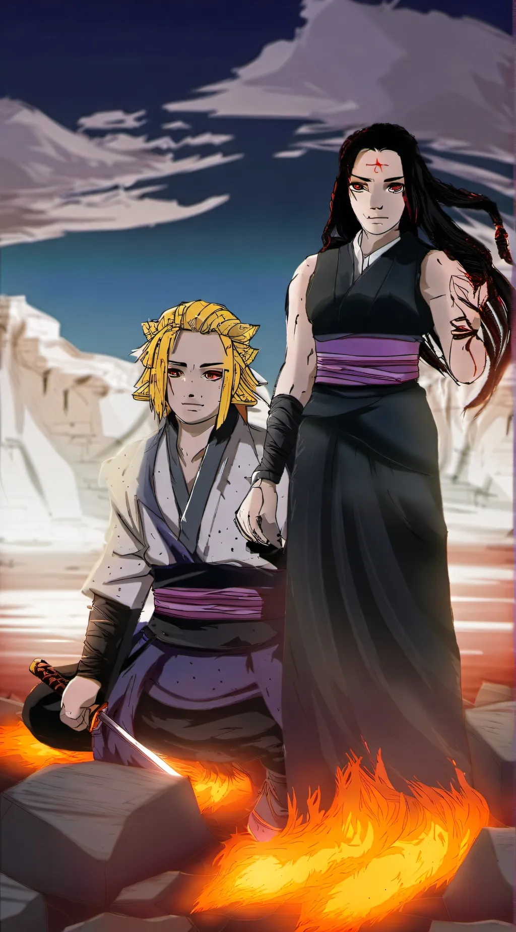 ai character: Kai and Kenji  background