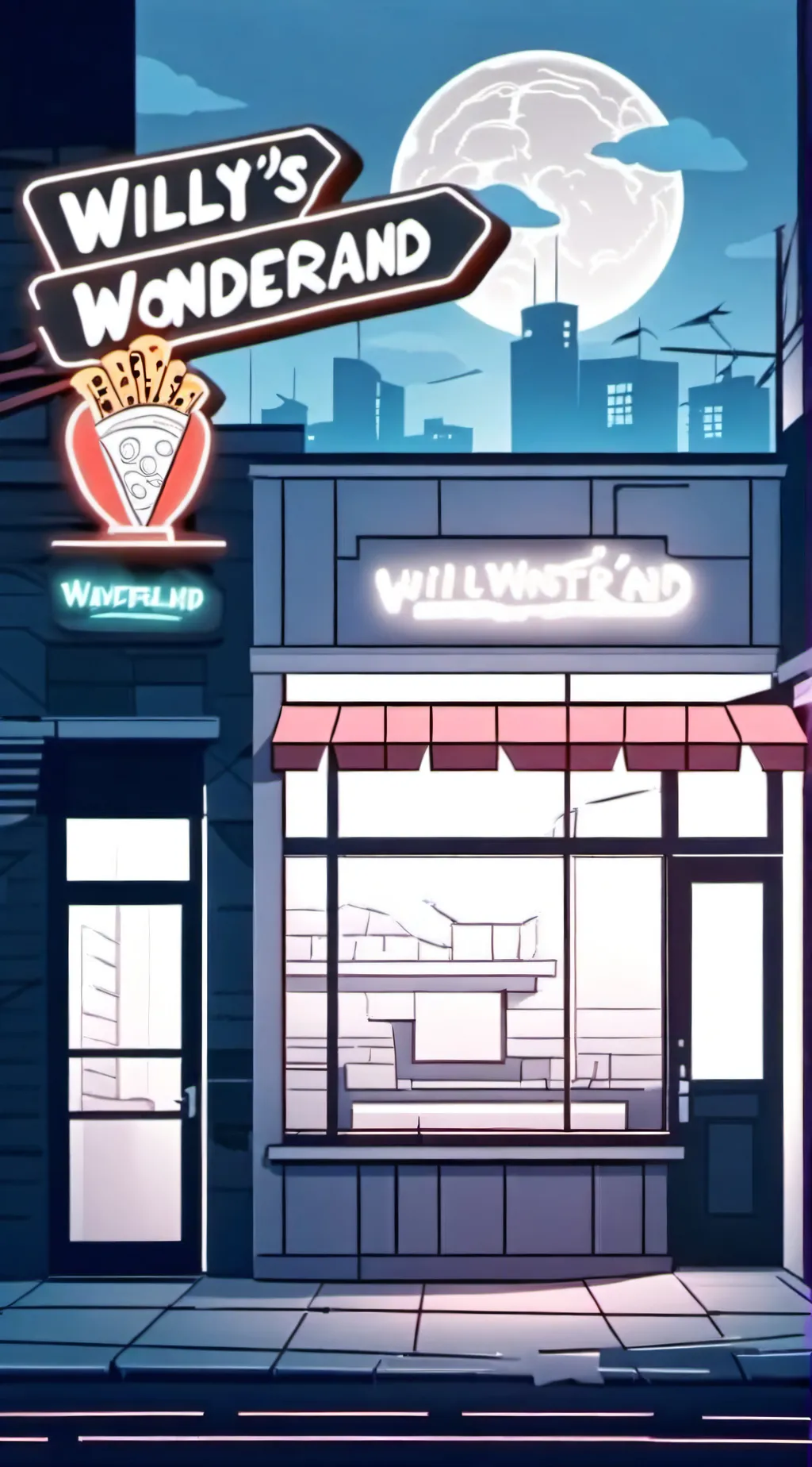 ai character: willys wonderland  background