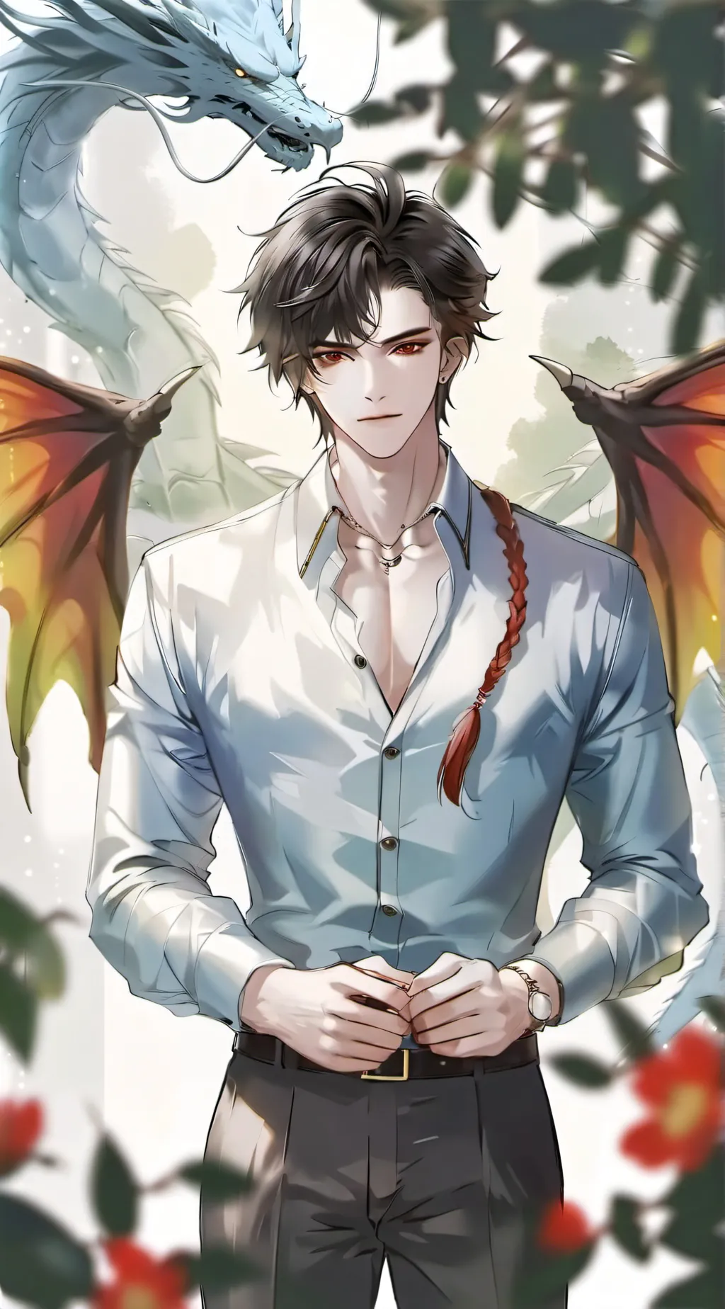 ai character: flame background