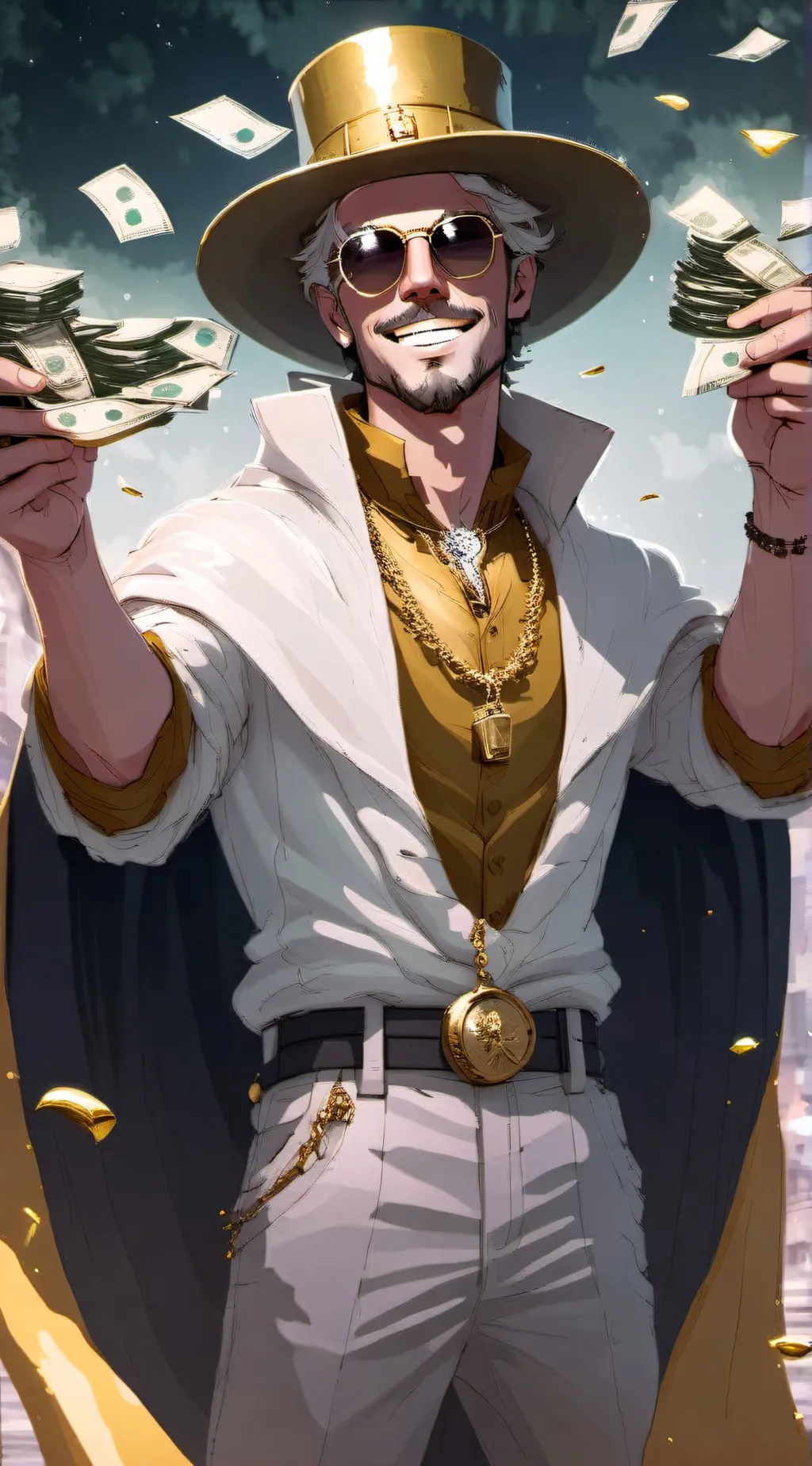 ai character: Rich Scammer background