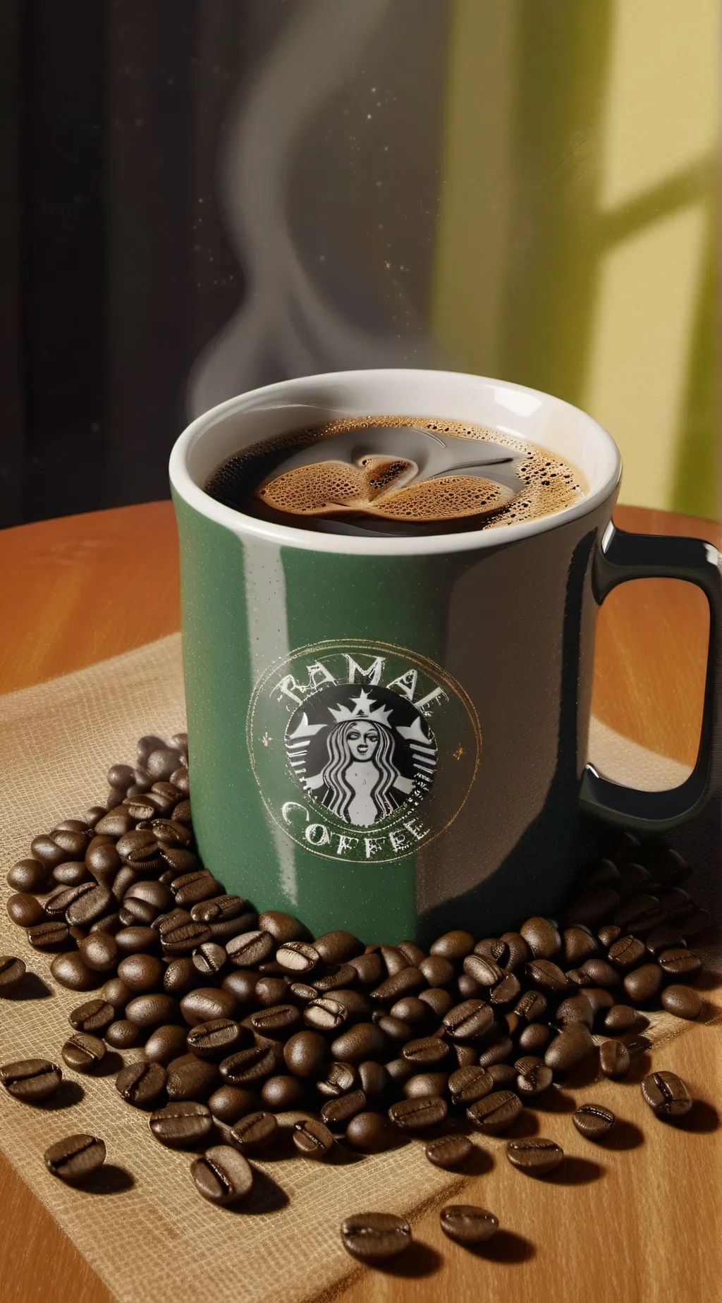 ai character: drink iced coffee background