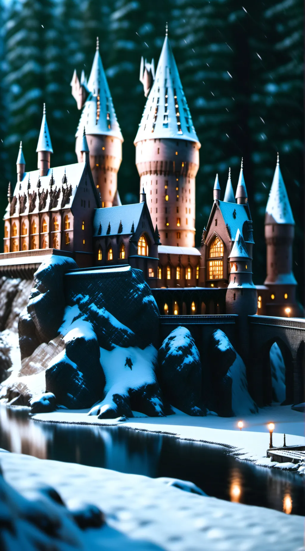 ai character: Hogwarts Christmas background
