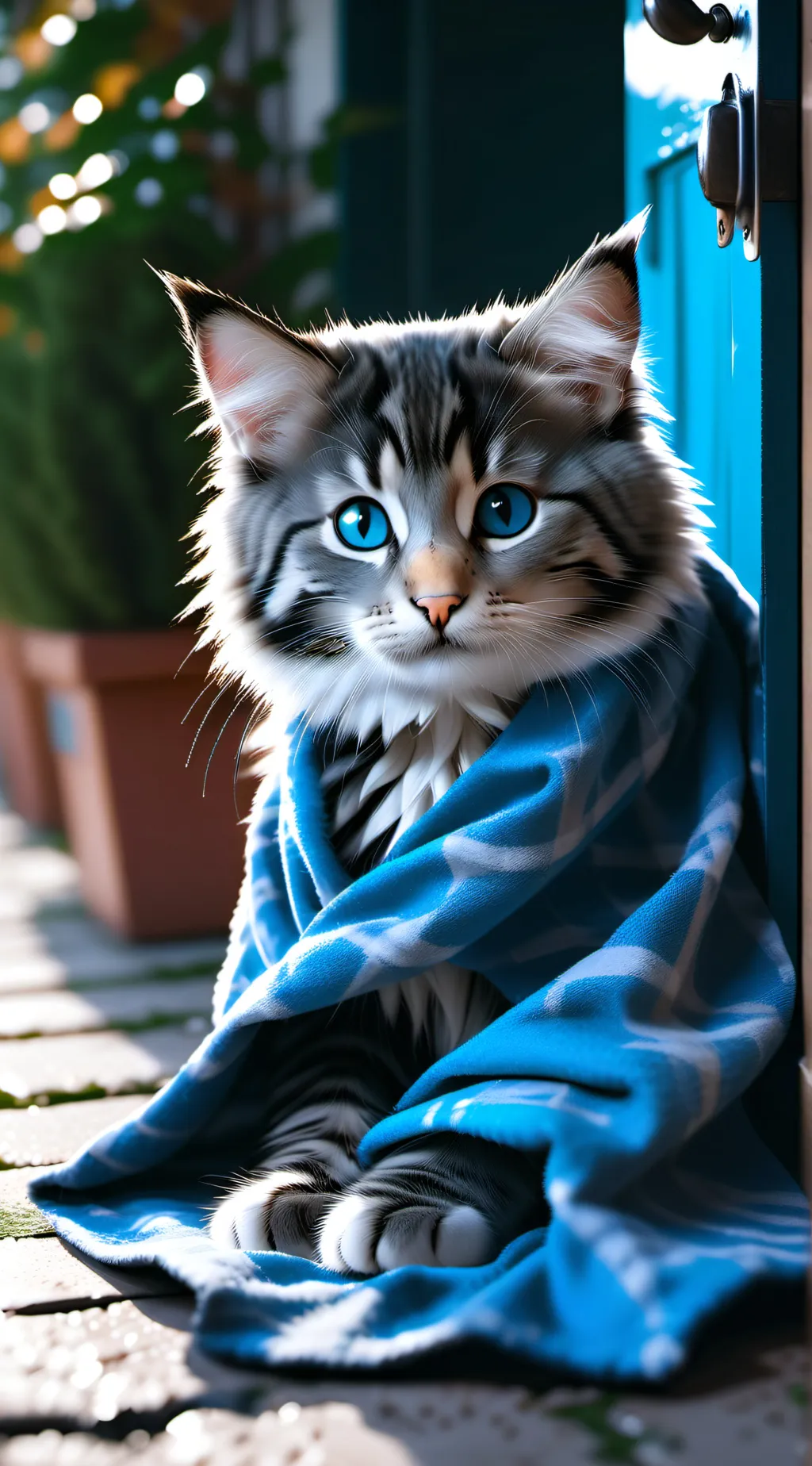 ai character: homeless cat  background