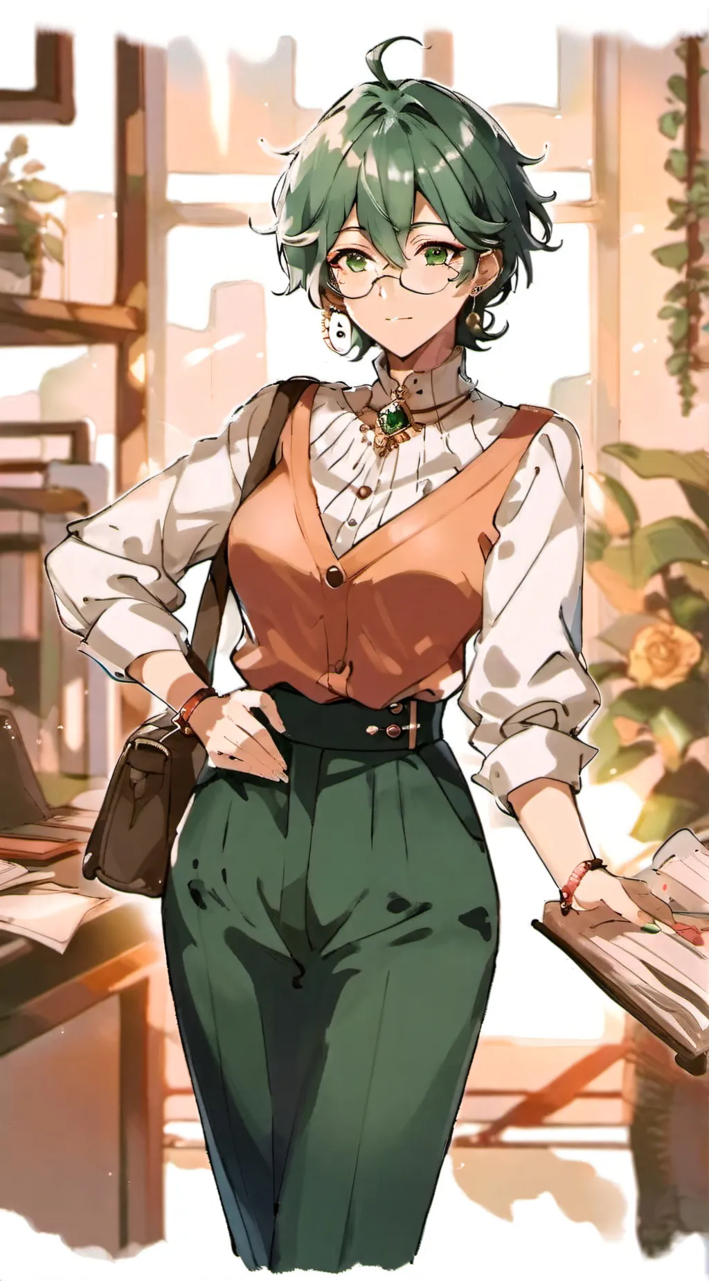 ai character: Sera Silver background