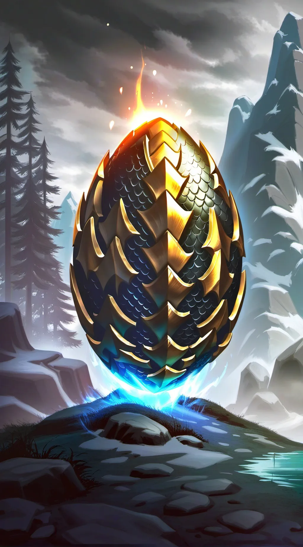 ai character: king dragon egg  background