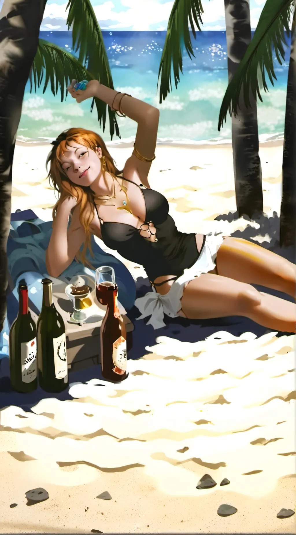 ai character: beach party drunk  background