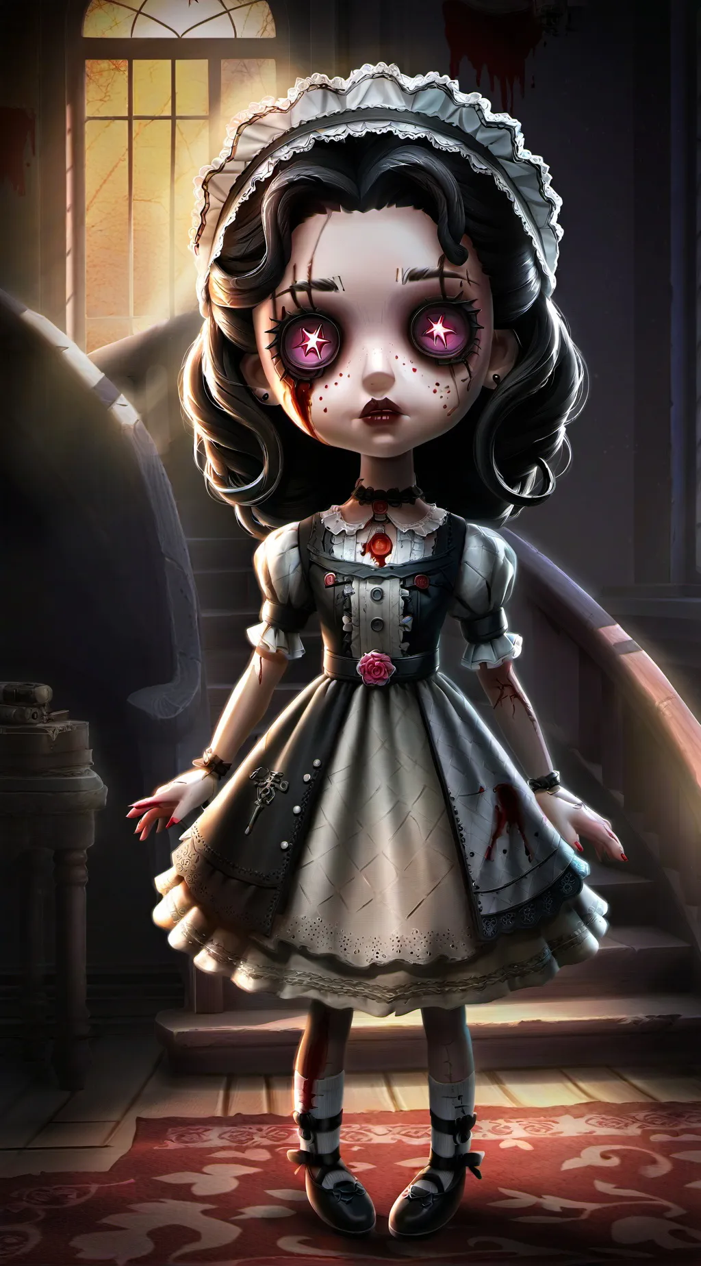 ai character: Haunted doll  background