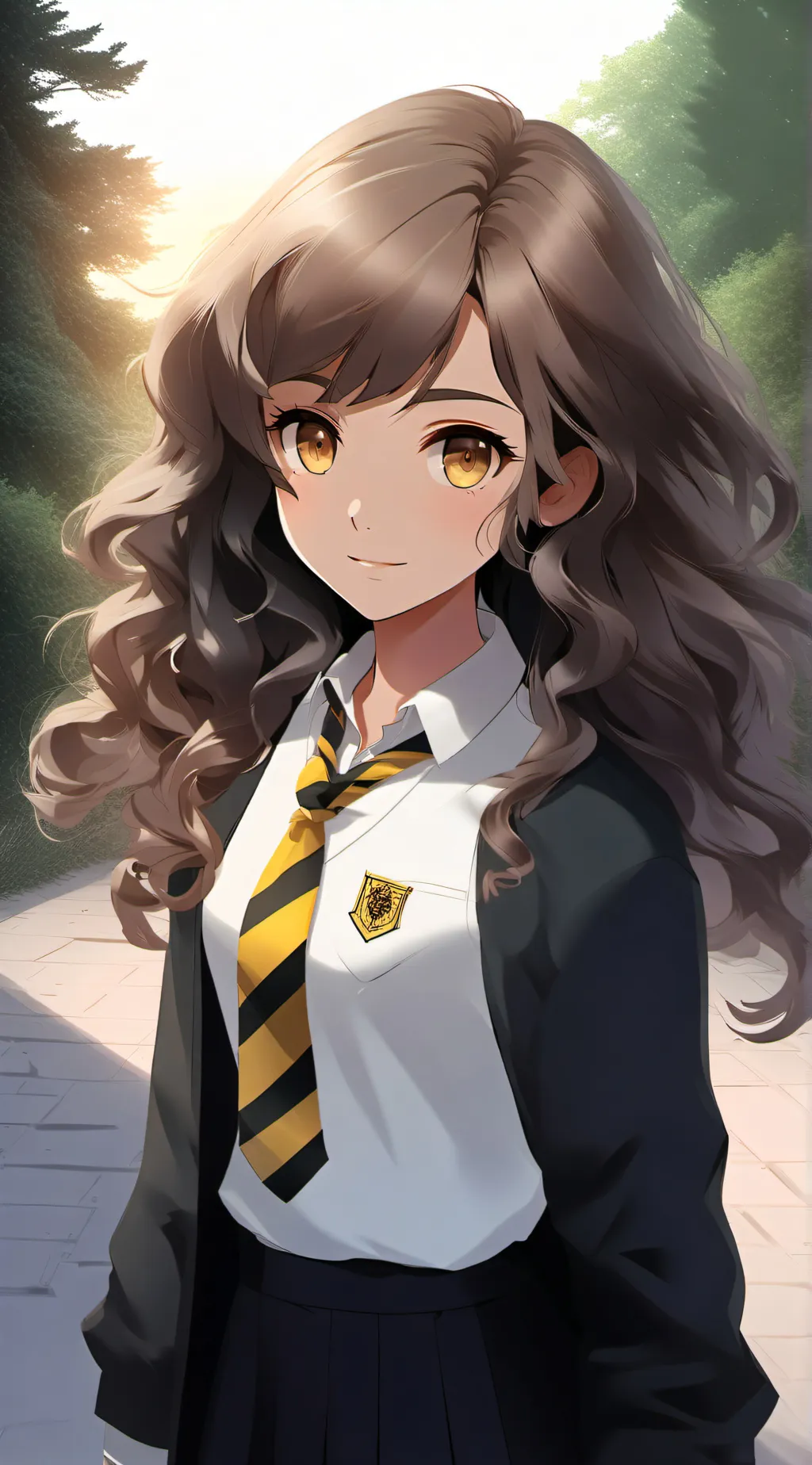 ai character: Cedric's sister 🖤💛 background