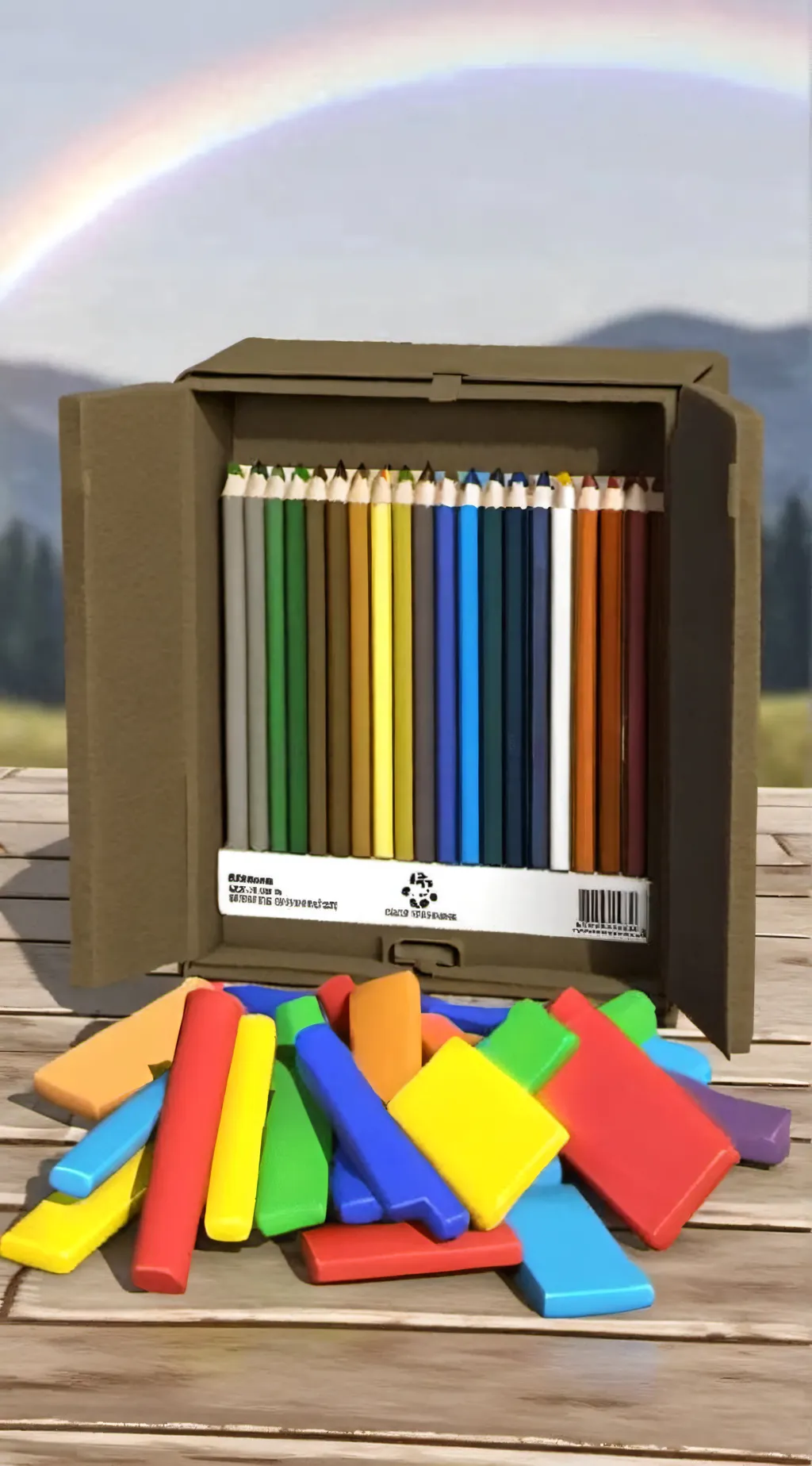 ai character: Box of crayons background