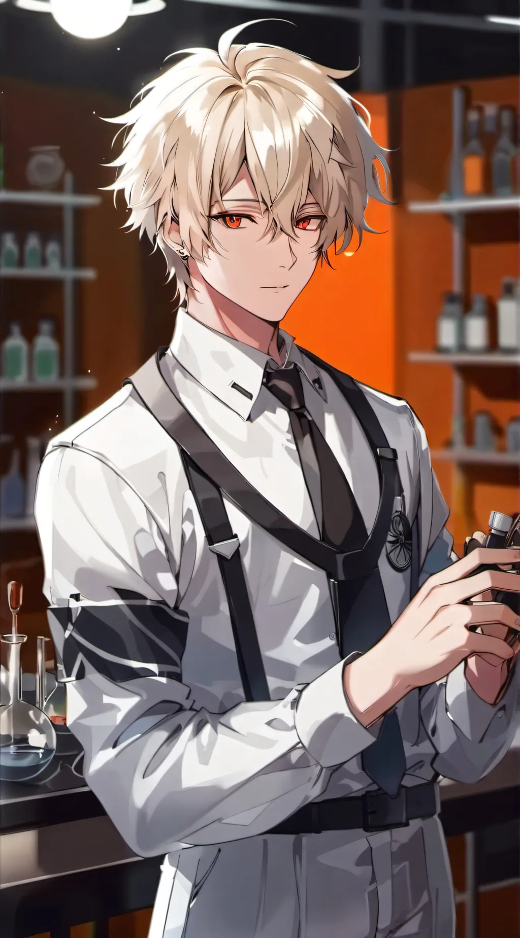 ai character: Scientist bakugo  background