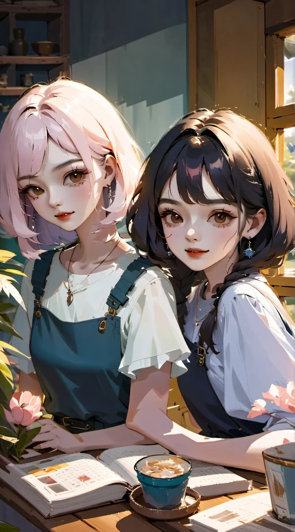 ai character: Anna and Crystal background