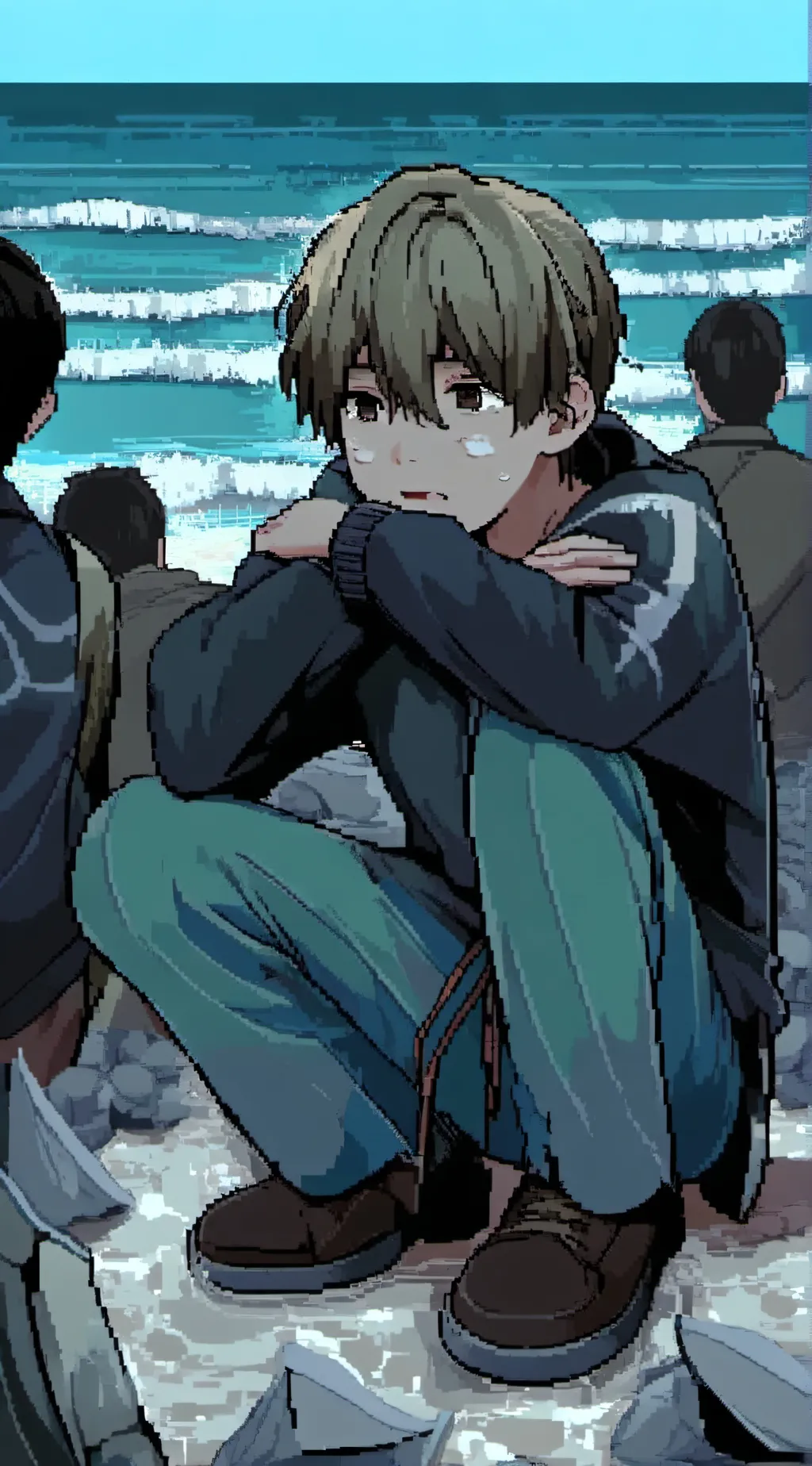 ai character: Crying kid background