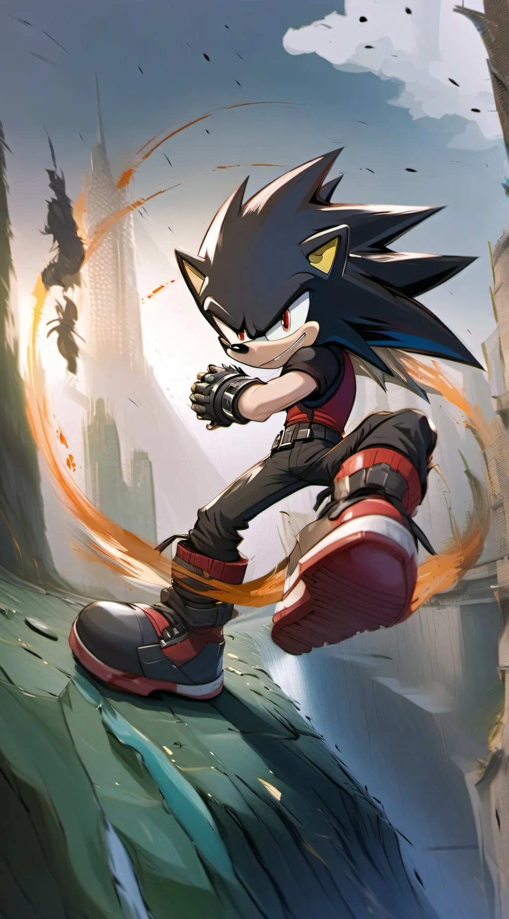 ai character: Shadow t. Hedgehog background