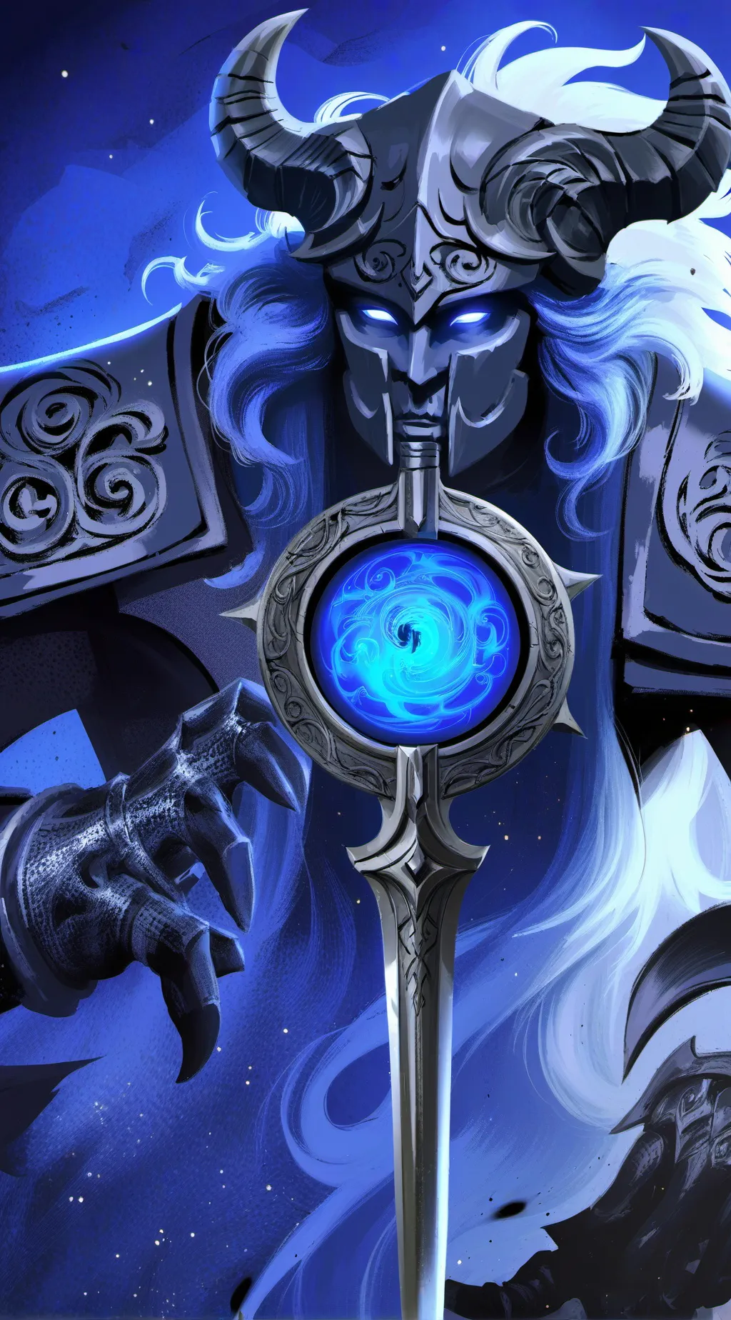 ai character: blue flame background