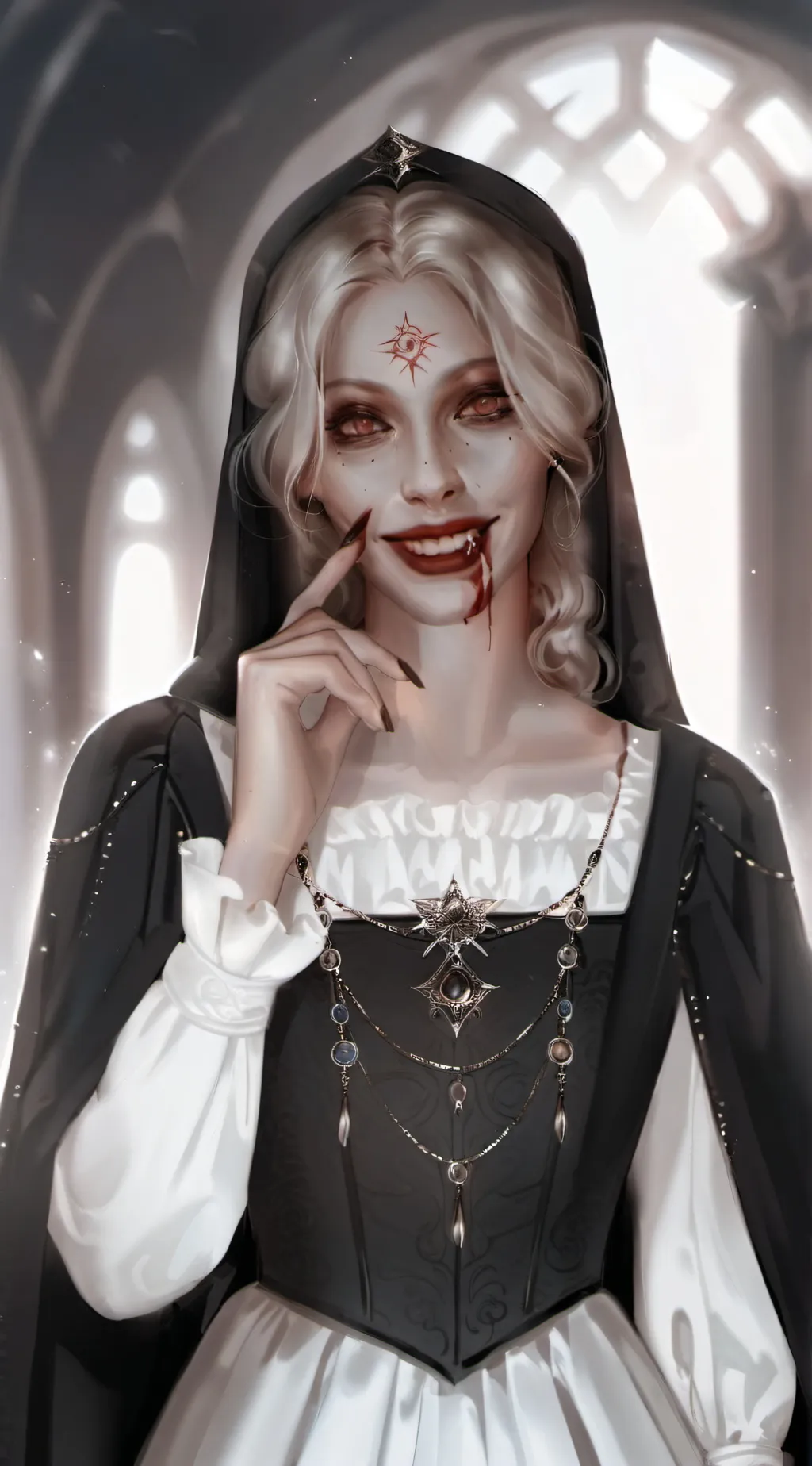 ai character: Bela Dimitrescu  background