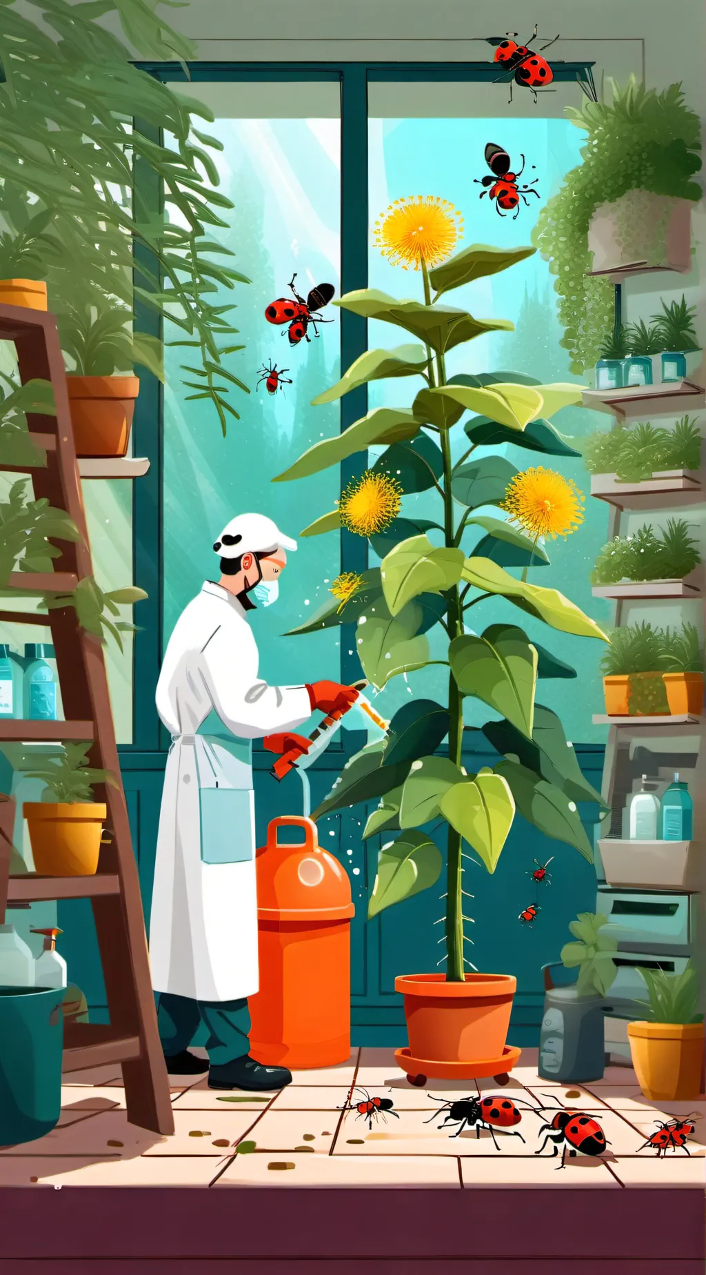 ai character: plant lab background