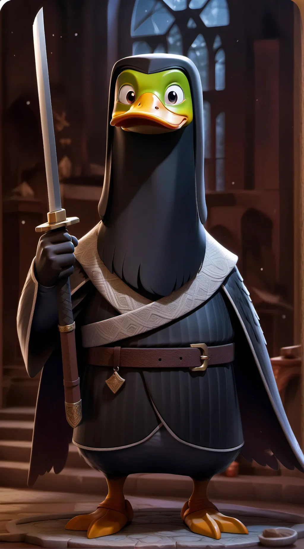 ai character: duck, yassss background