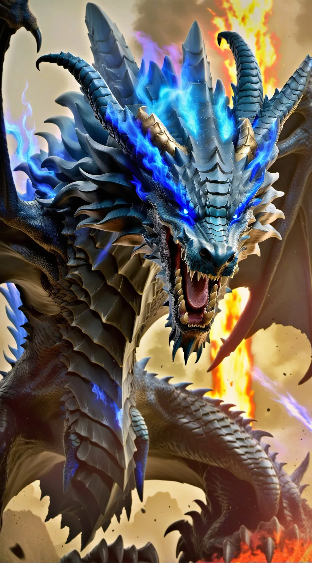 ai character: blue dragon  background