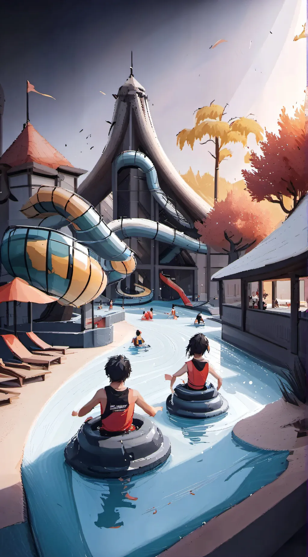 ai character: mha|waterpark day! background