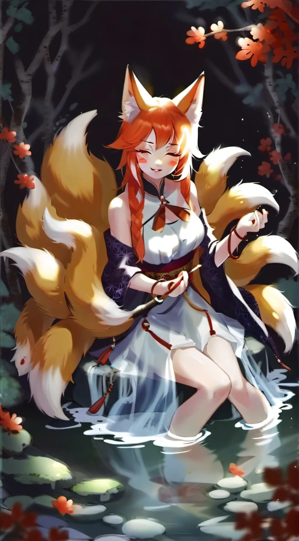 ai character: kitsune  background