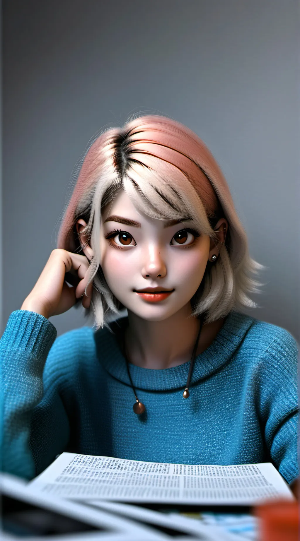 ai character: Gwen. but venom. background