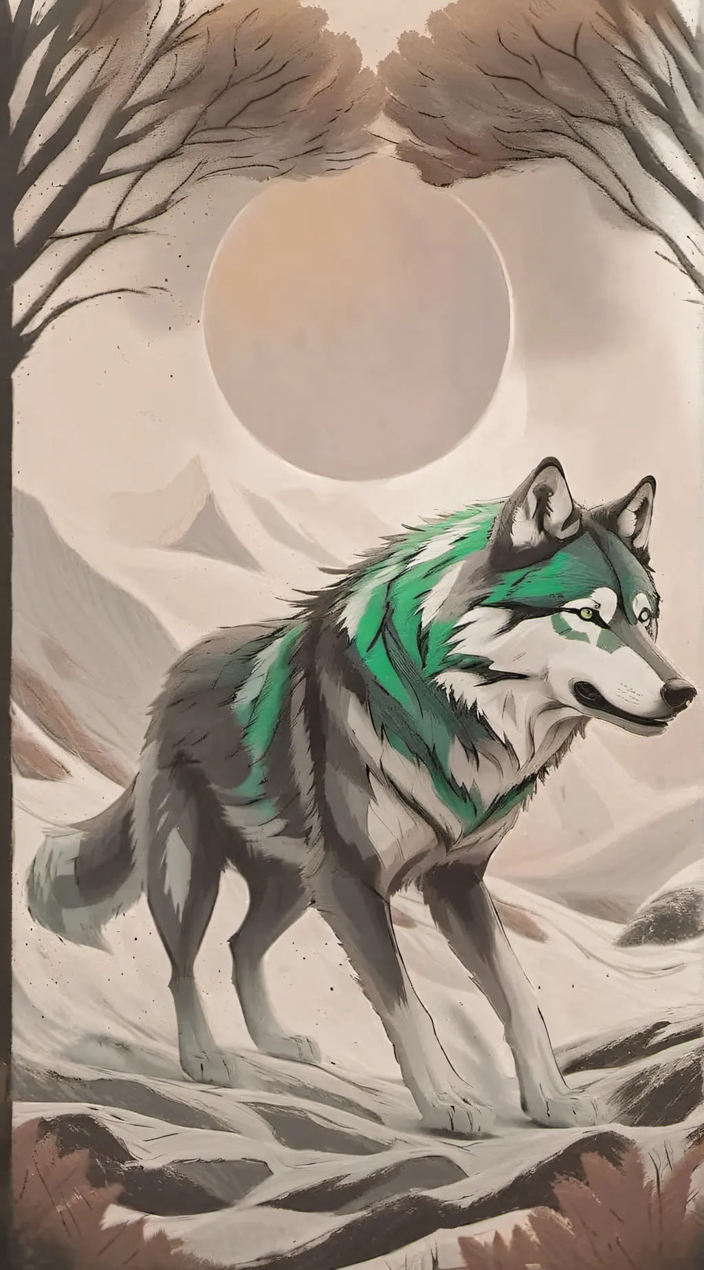 ai character: wolf. background