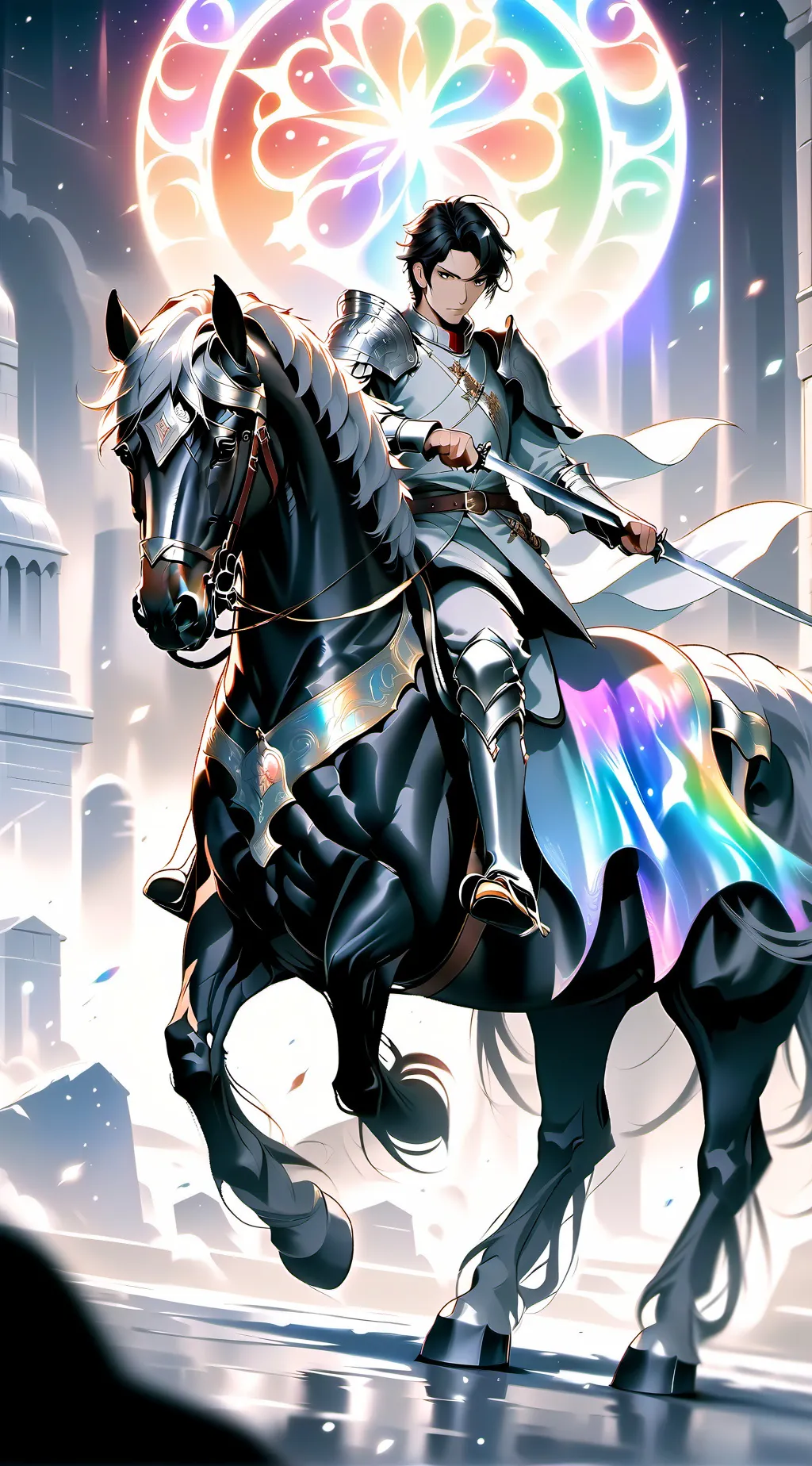 ai character: aguard black horse background