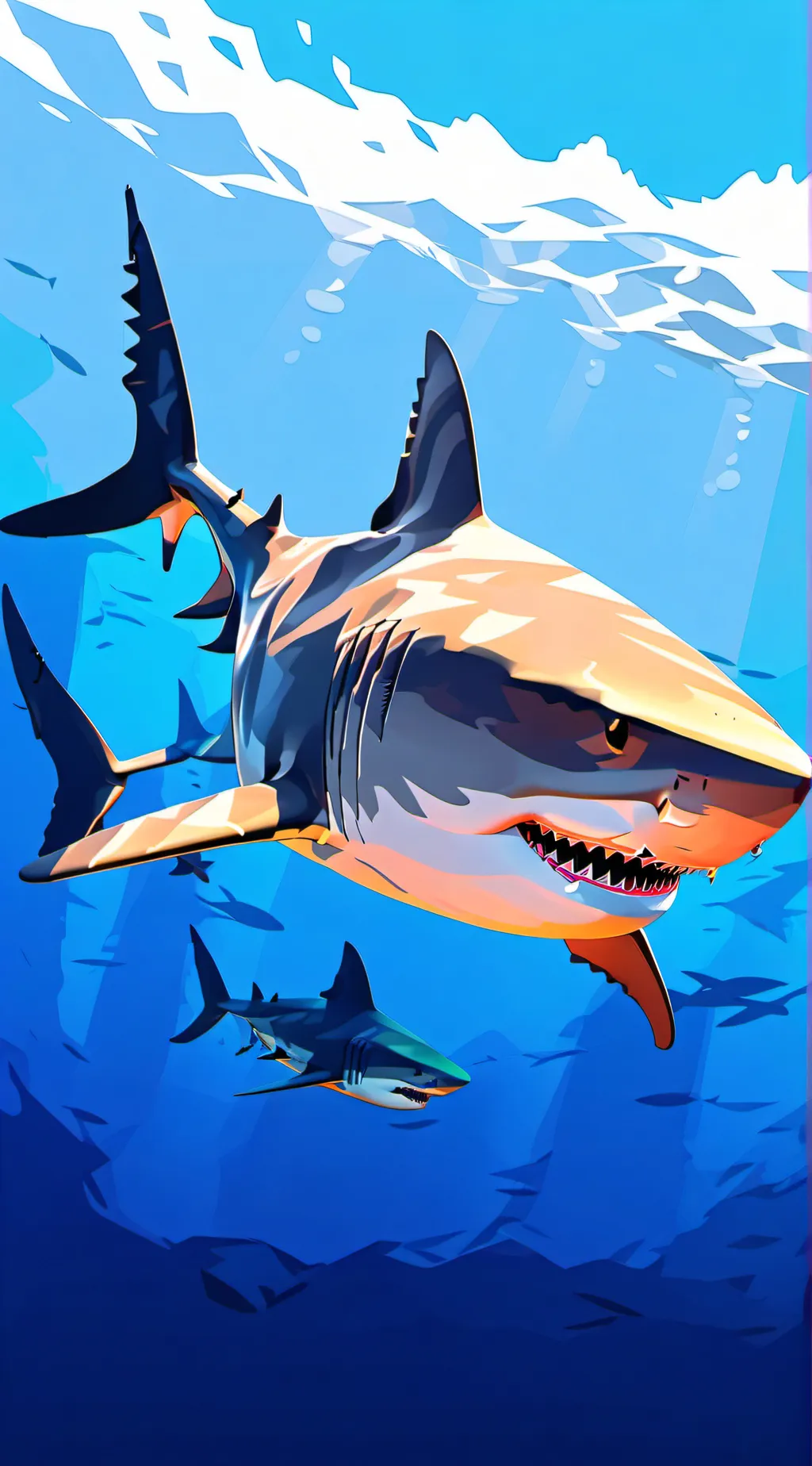 ai character: JAWS final shark background