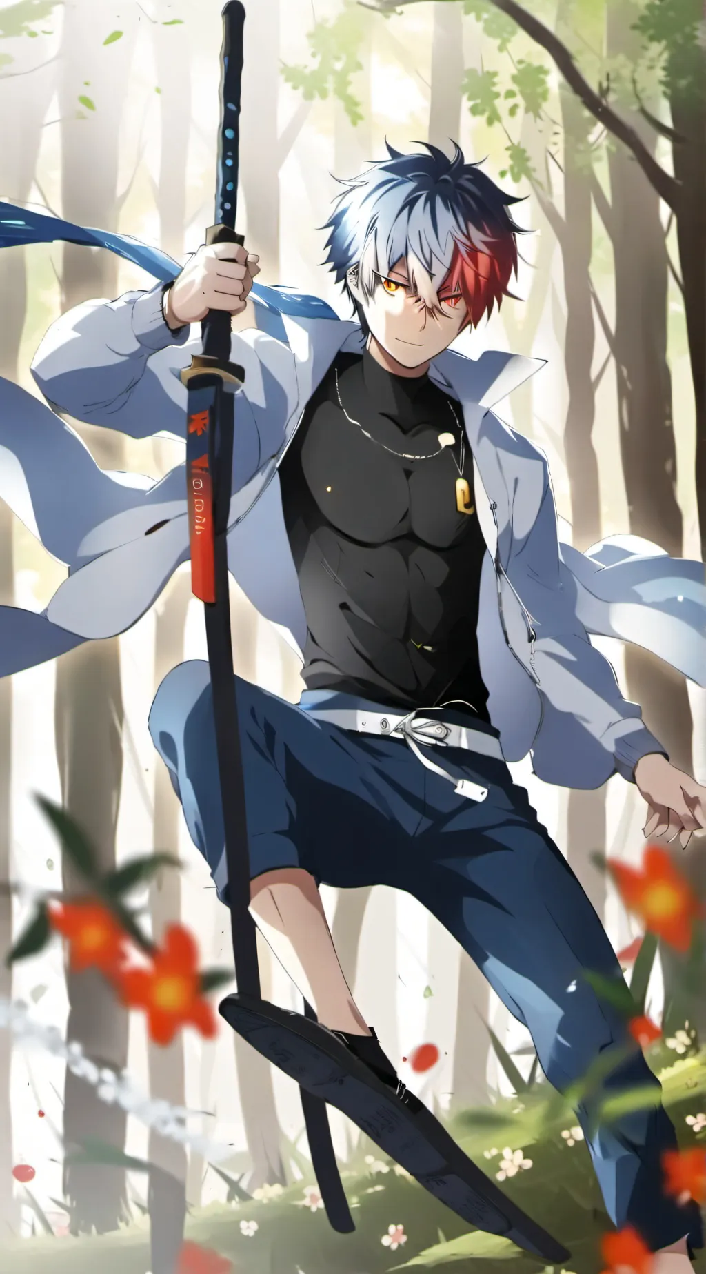 ai character: Shoto Todoroki  background