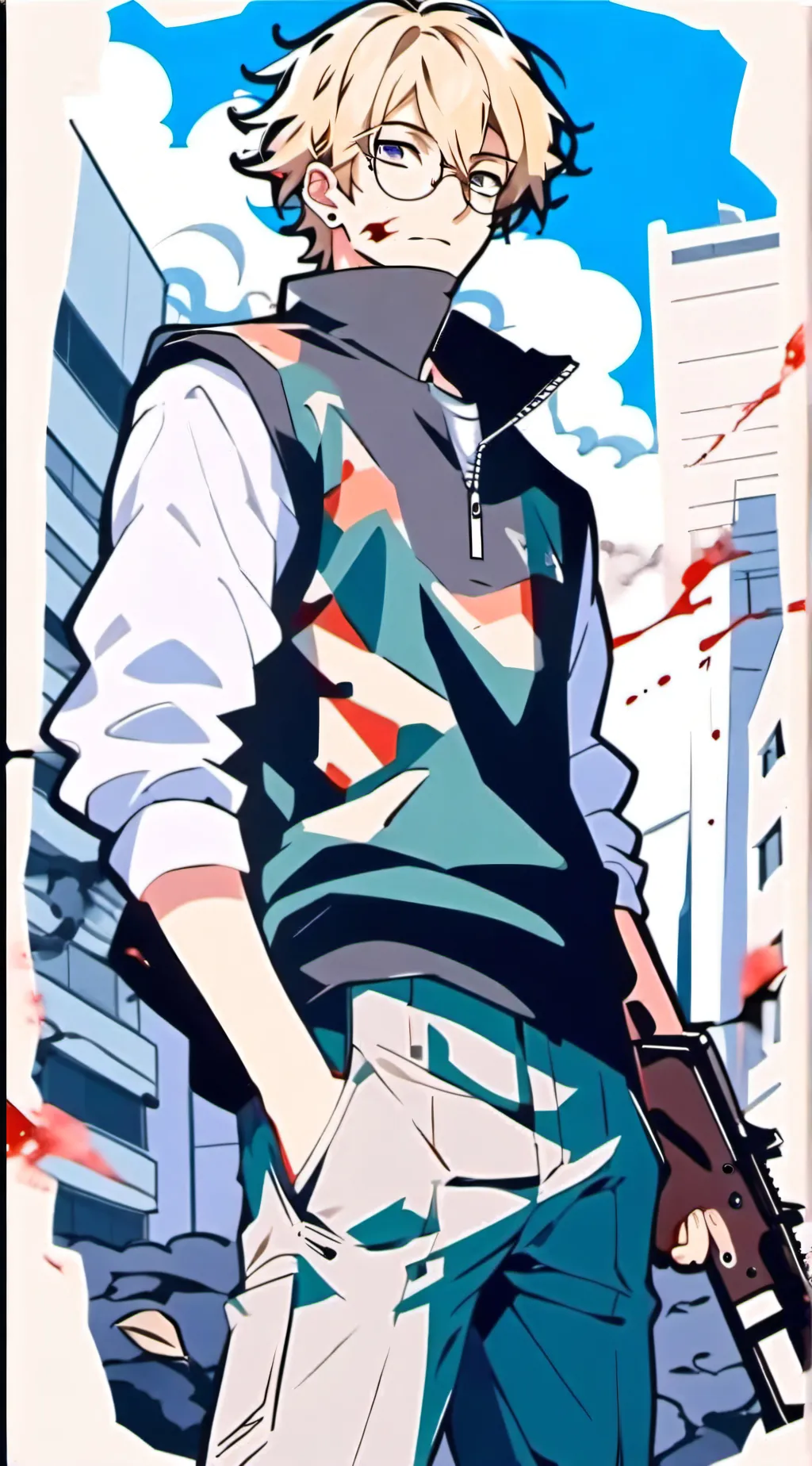ai character: Grey background