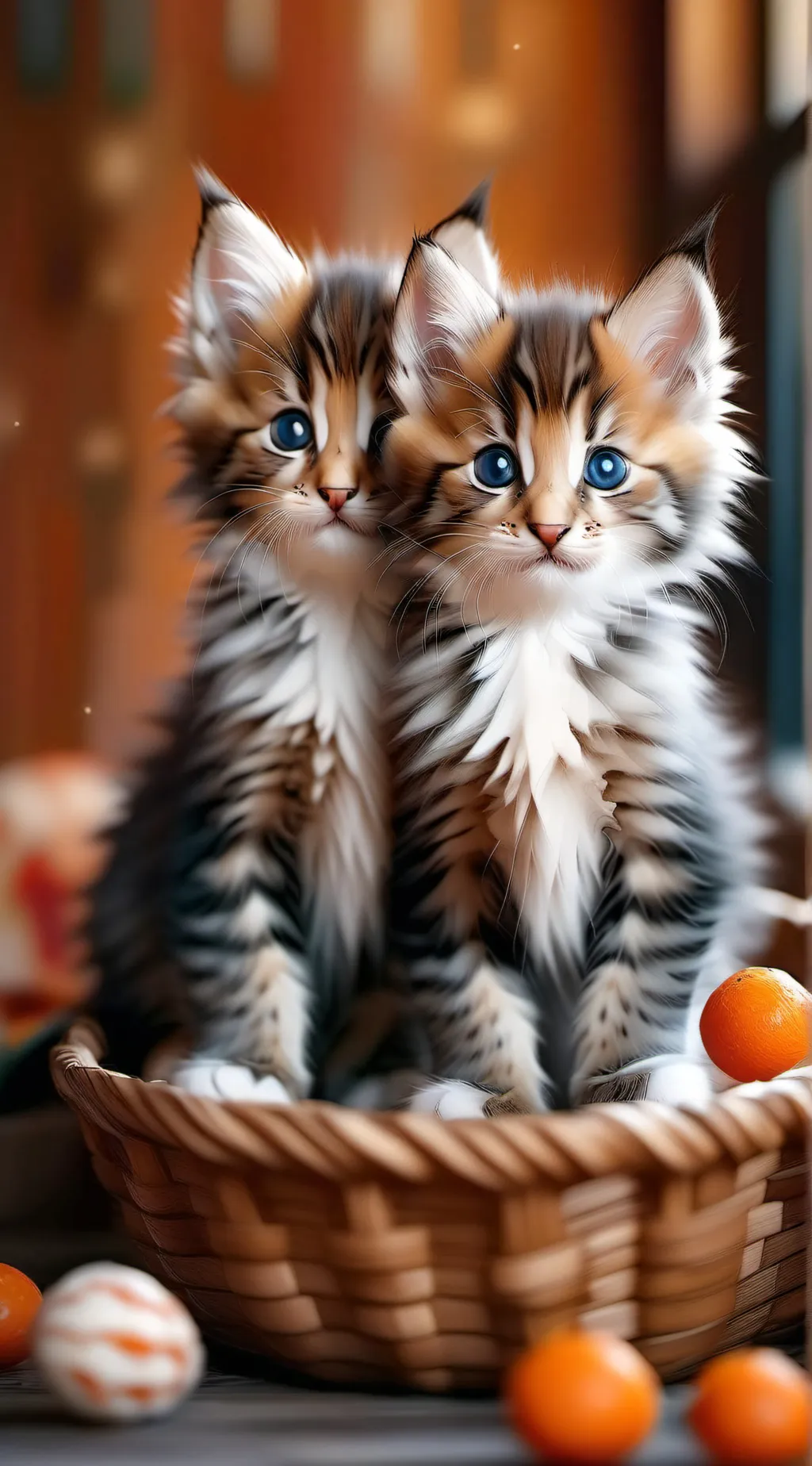 ai character: 2 baby kittens background