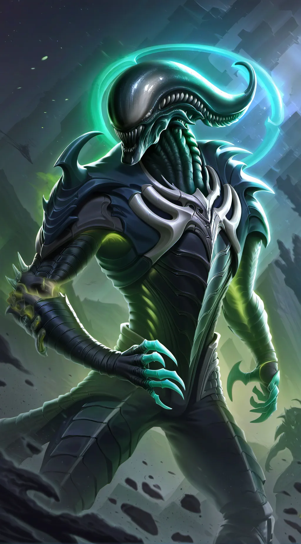 ai character: Xenomorch nest background