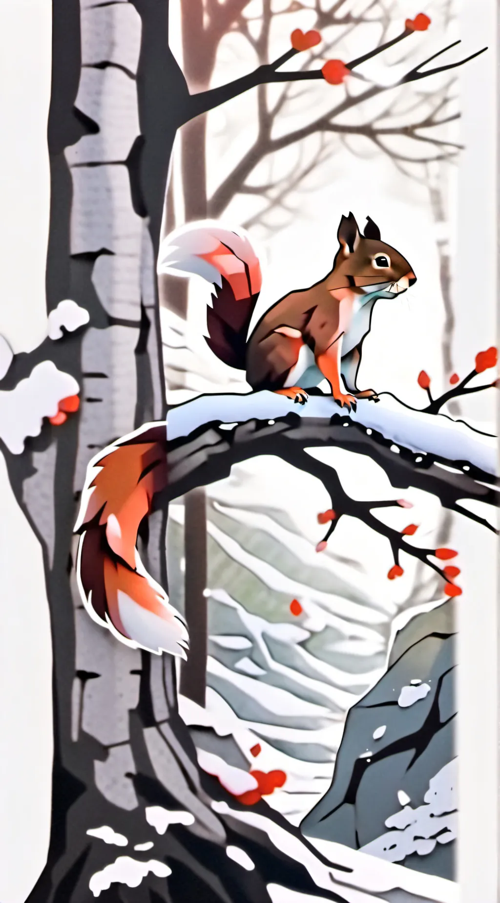 ai character: friendly squirrel  background