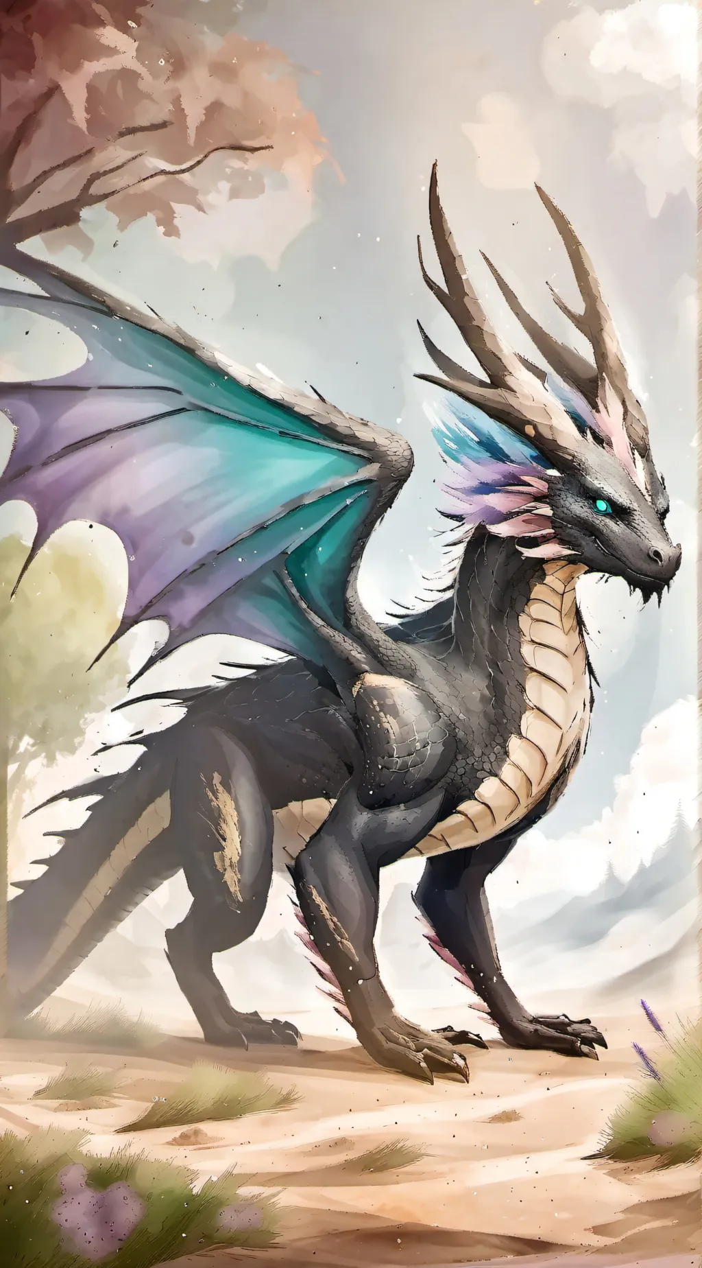 ai character: Moon dragon background