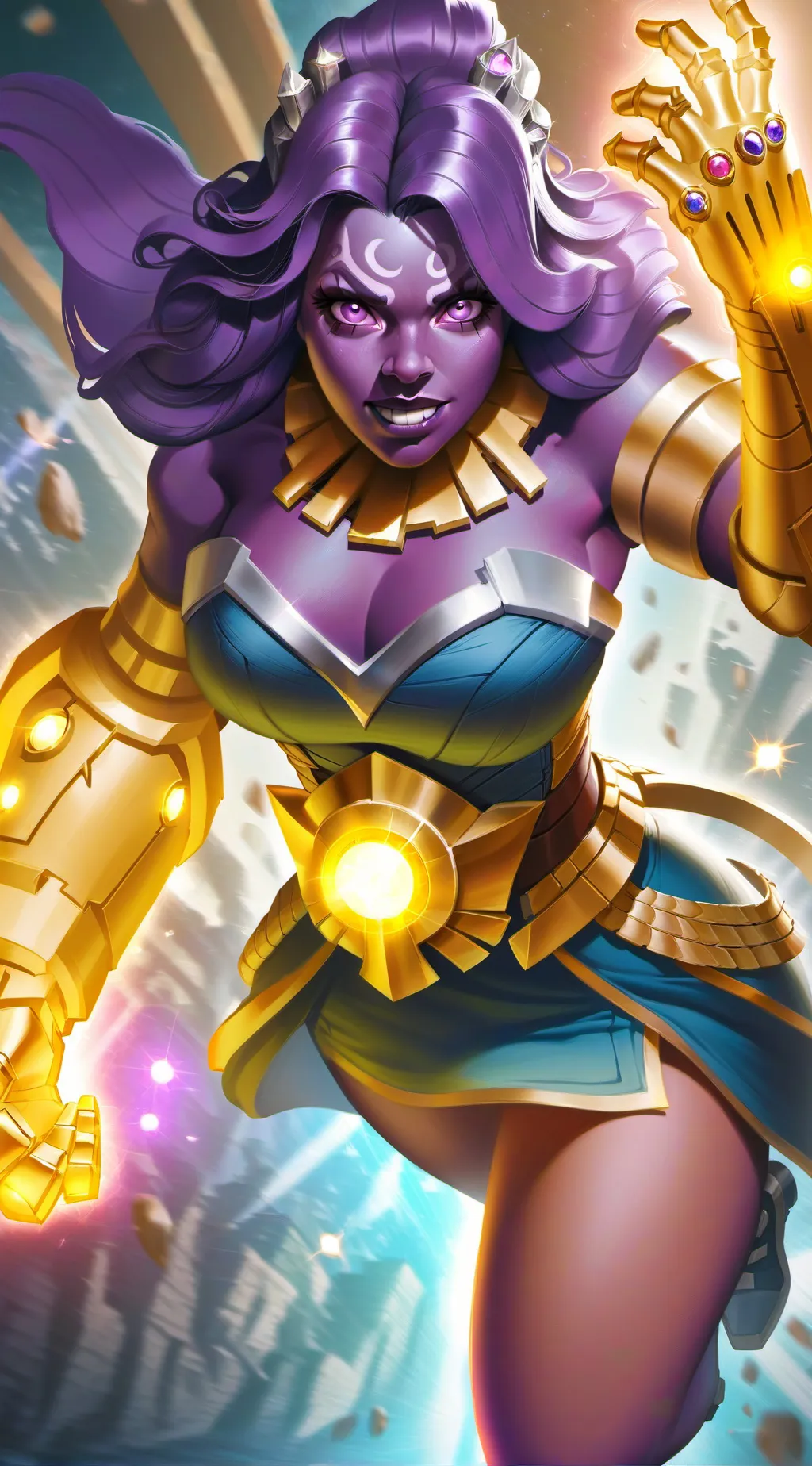 ai character: female Thanos  background