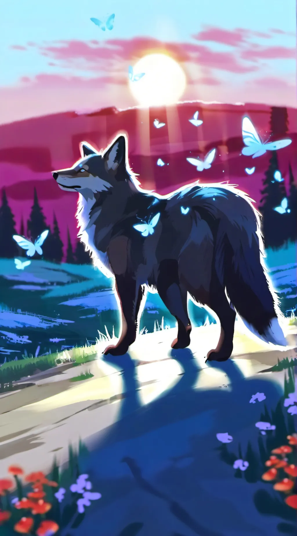 ai character: Fox butterfly. background