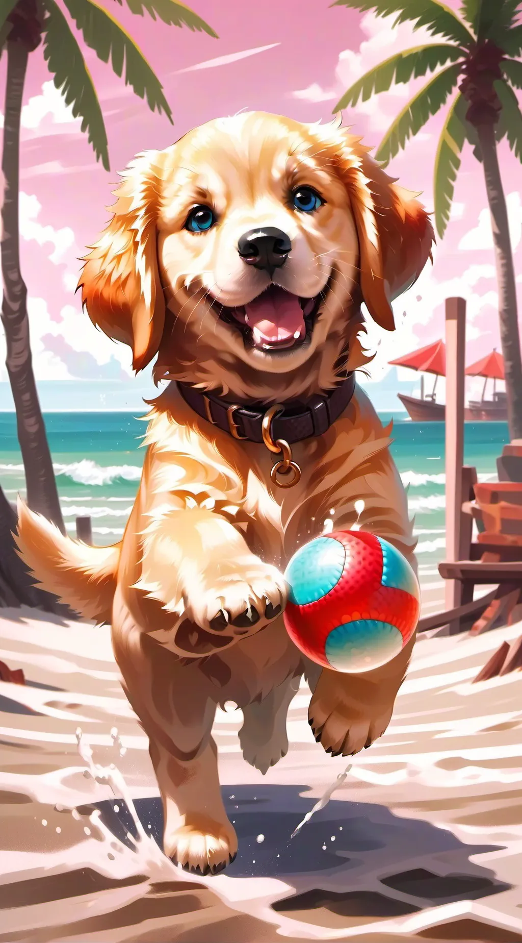 ai character: Golden retriever  background